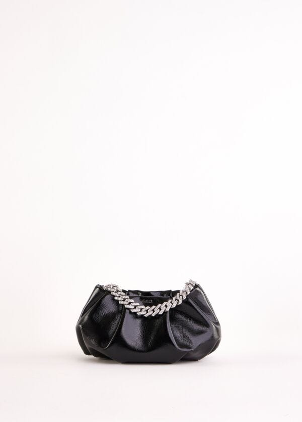 Pochette nera in similpelle lucida Gaudì Fashion
