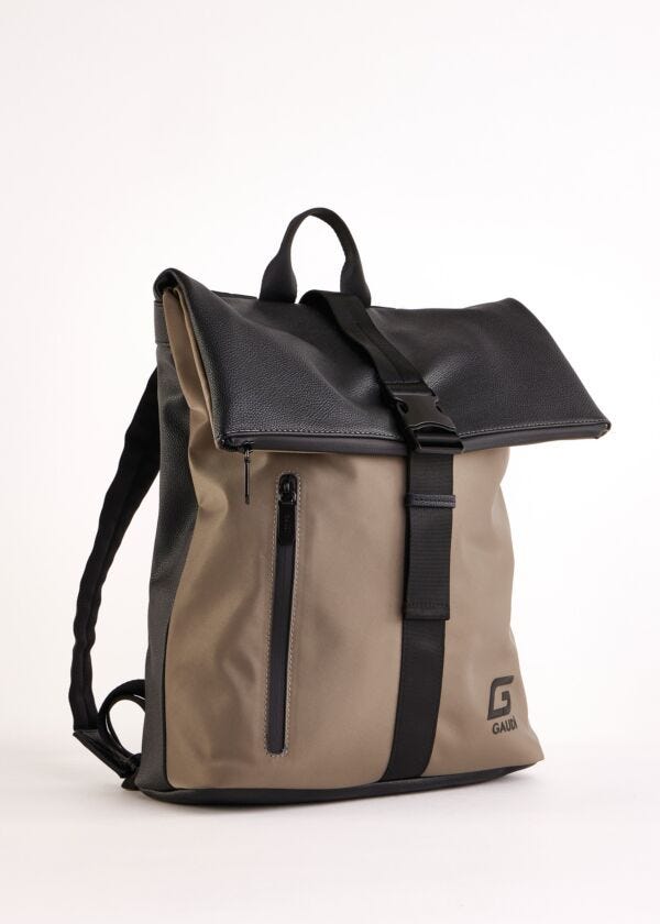 Nylon and faux-leather backpack