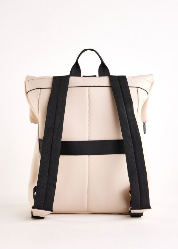 White faux-leather backpack