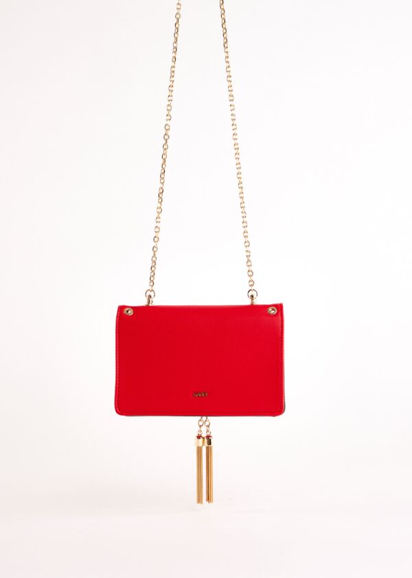 Red faux-leather crossbody bag