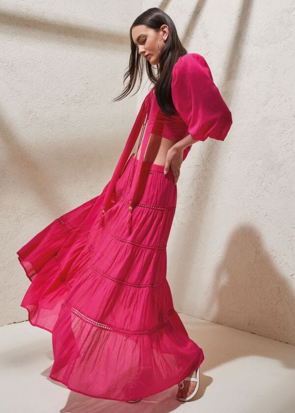 Gonna lunga fucsia con ricami Gaudì Fashion