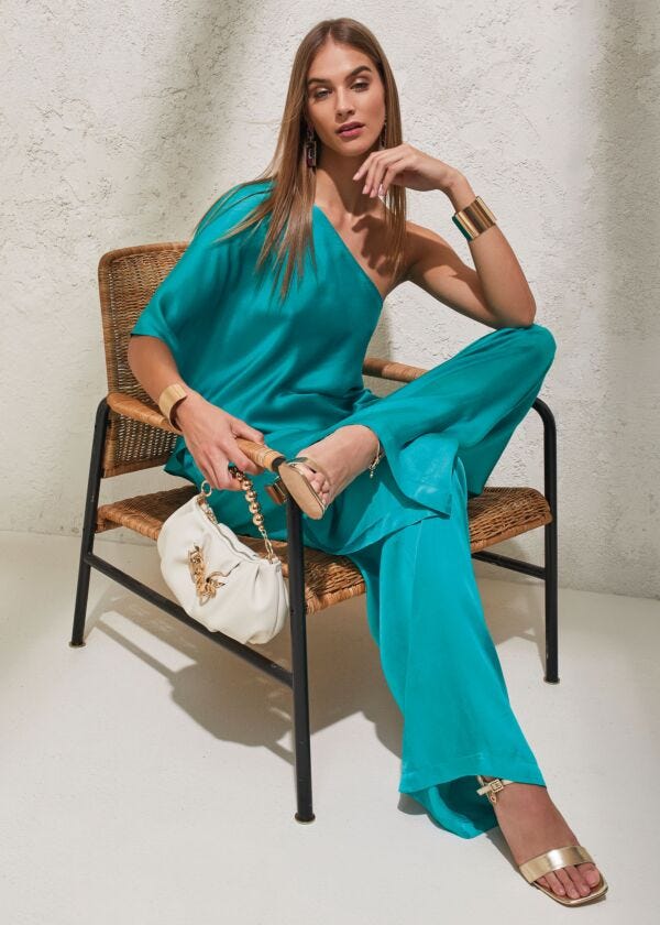 Women's green satin top Gaudì Fashion