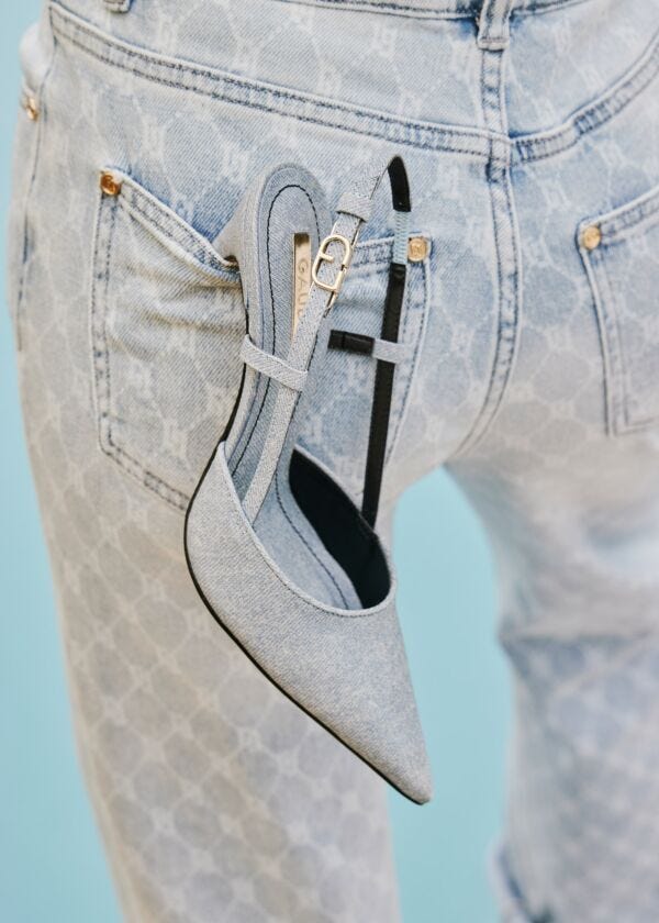 Denim-effect leather slingbacks Gaudì Fashion