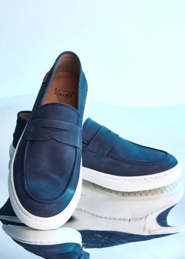 Blue leather moccasins Gaudì Fashion
