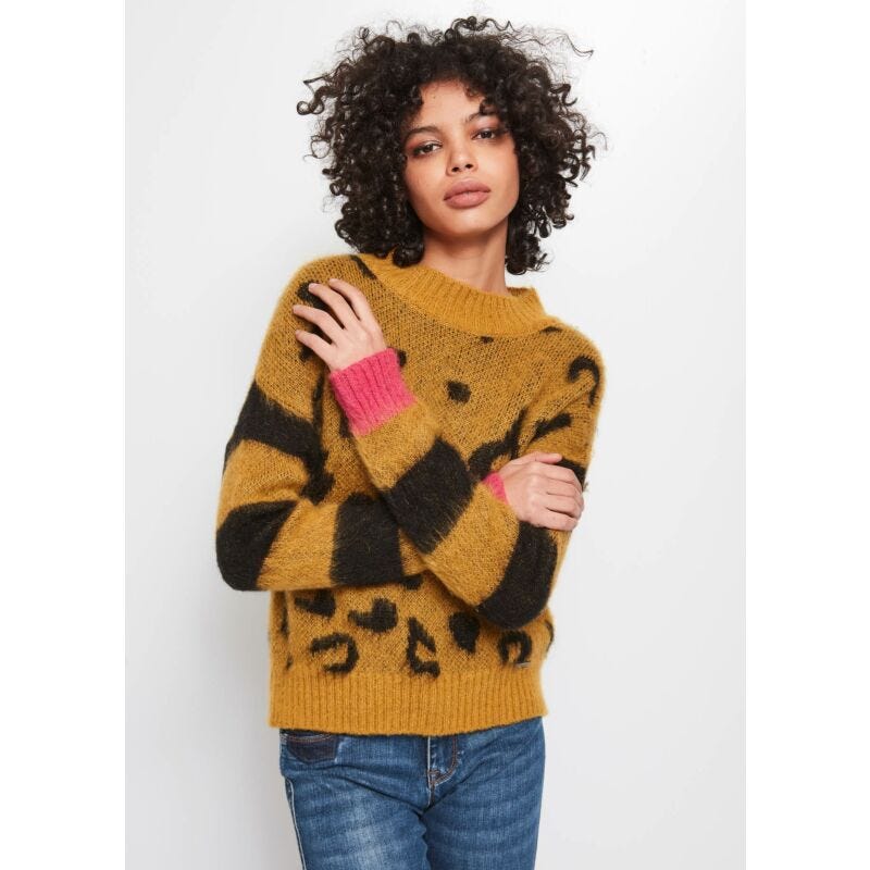 Leopard intarsia fulton pullover sweater shop