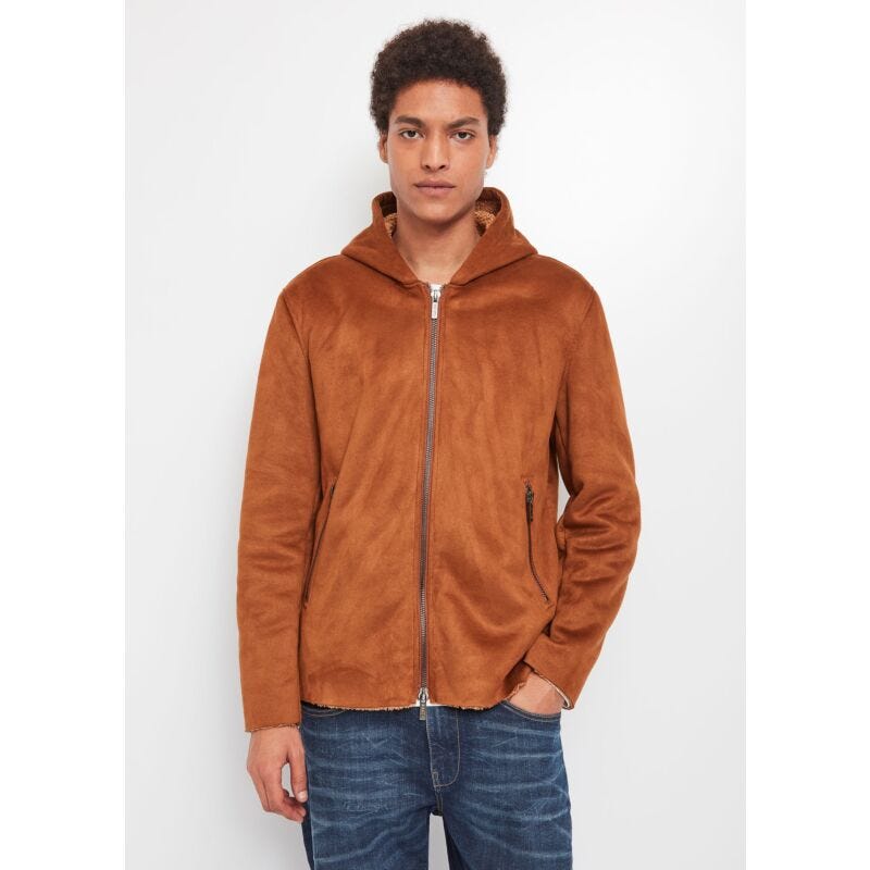 Suede jacket with hood Gaud