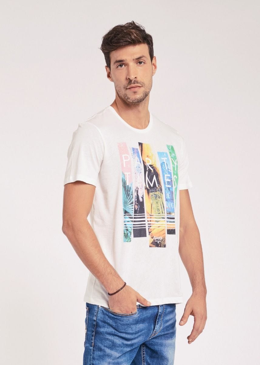 T-shirt con stampa collage