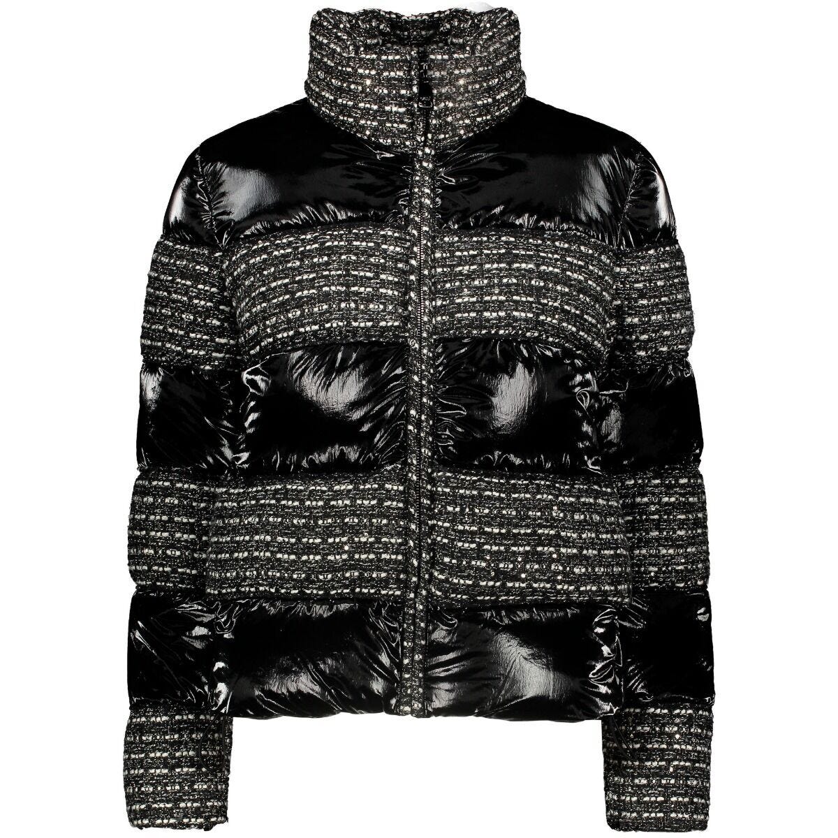 Doudoune avec détails en tweed