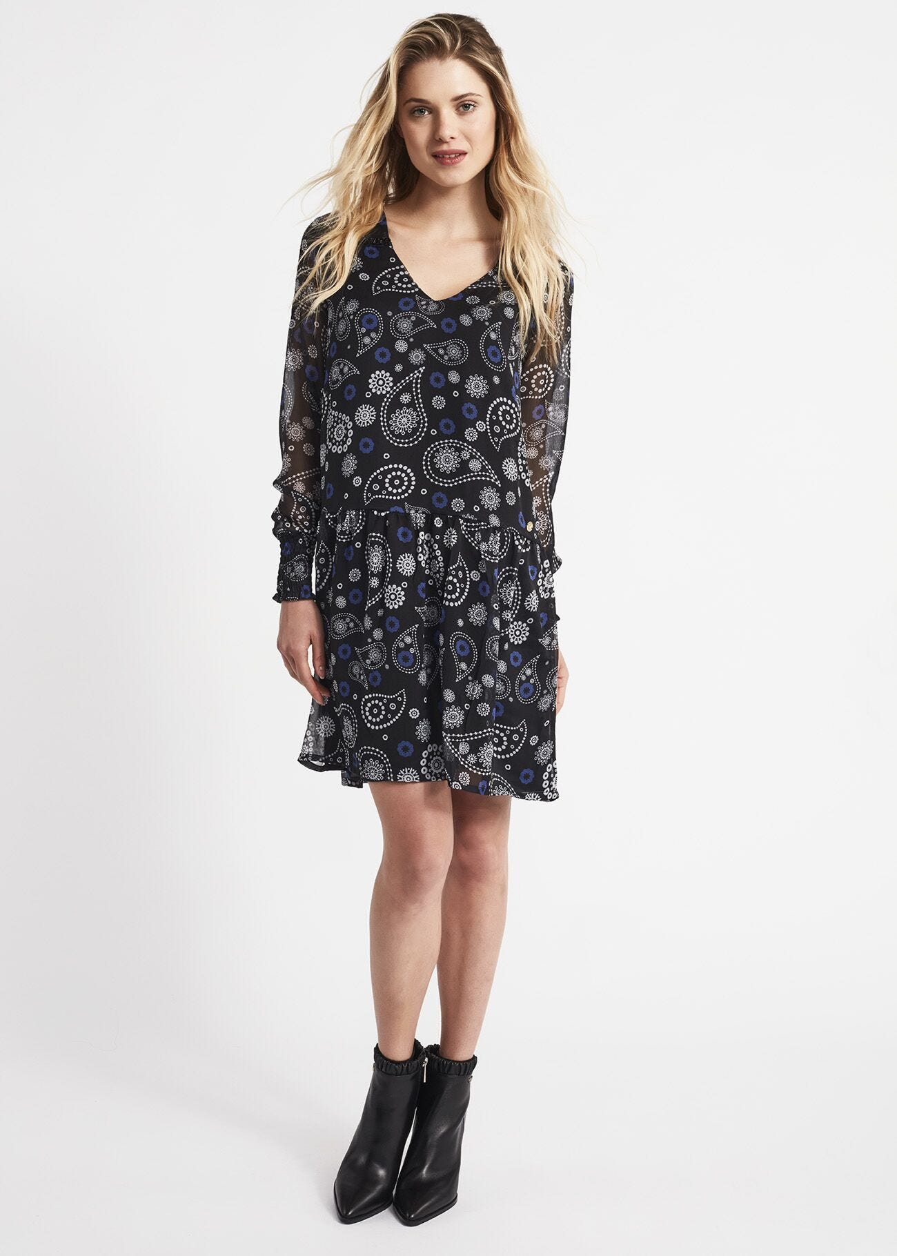 Fluid printed chiffon dress