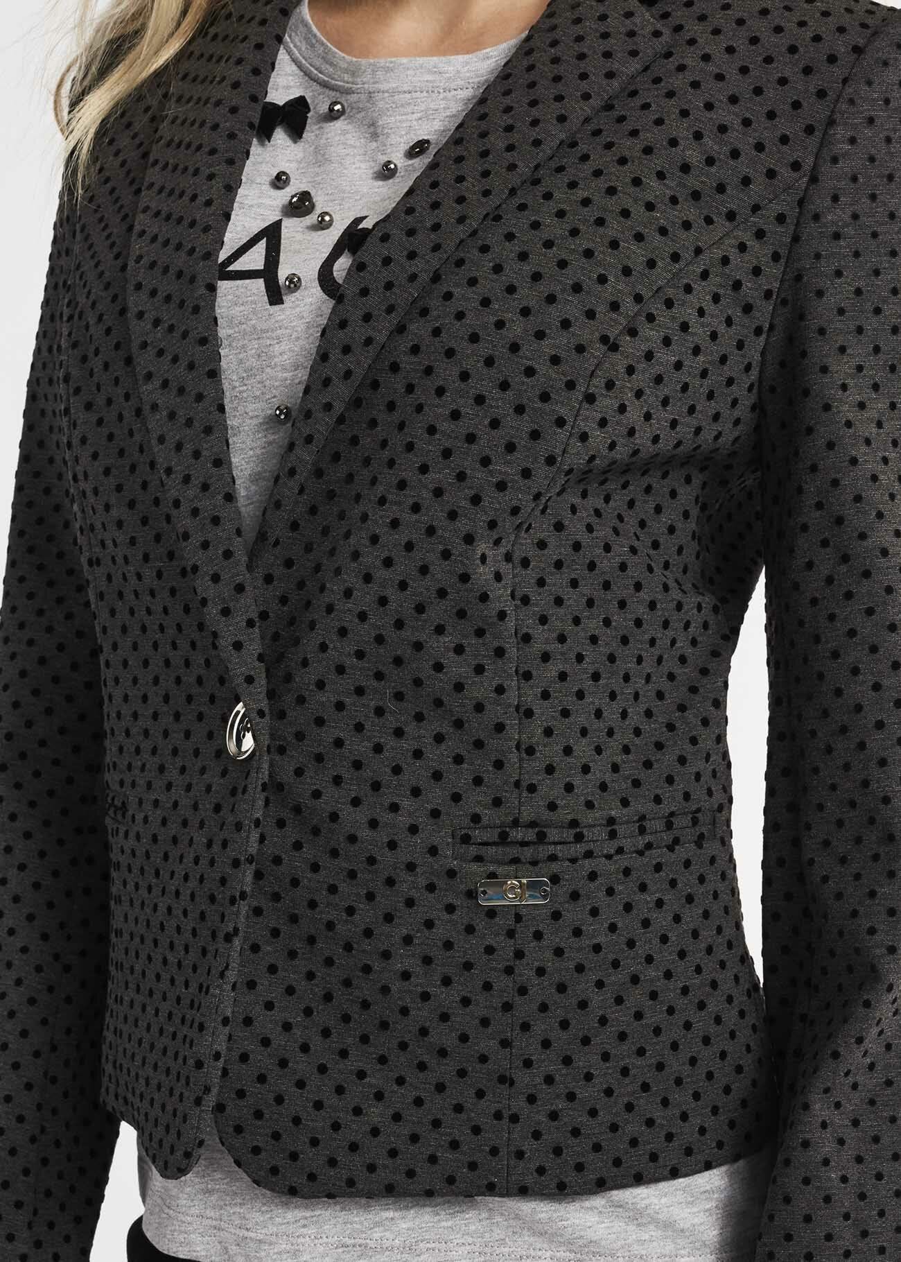 Single-breasted jacket with flocked polka dots