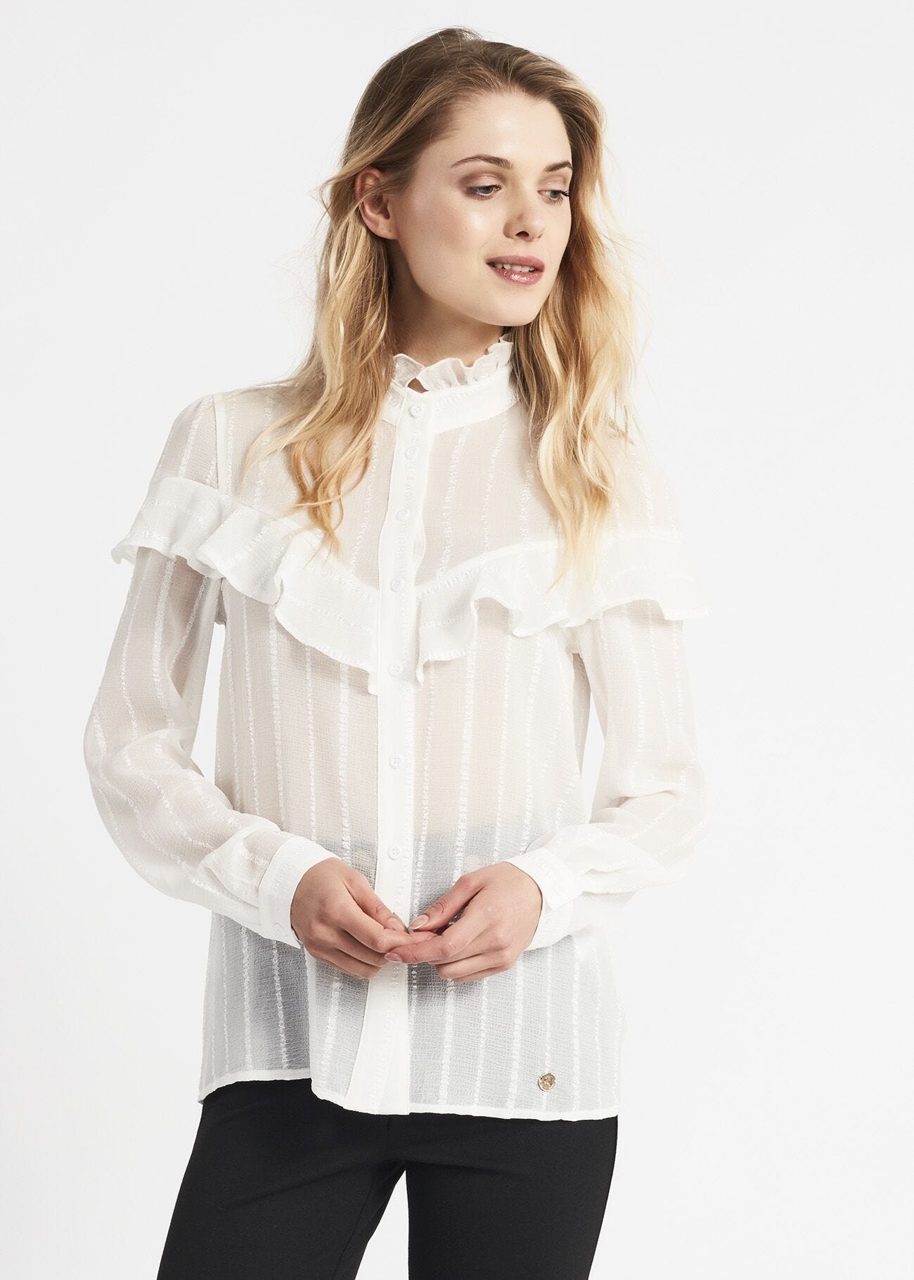 Camicia in chiffon con rouches