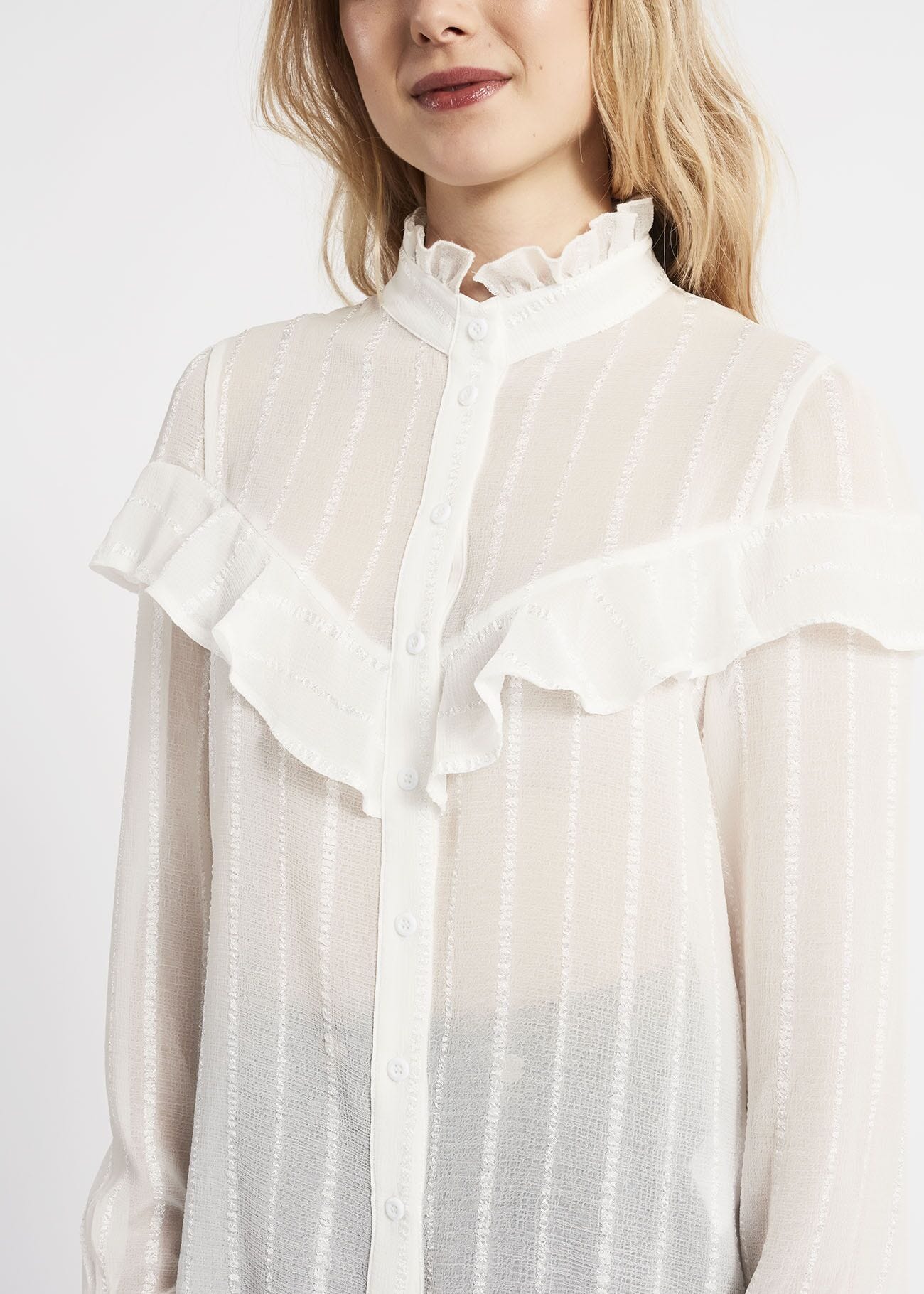 Camicia in chiffon con rouches