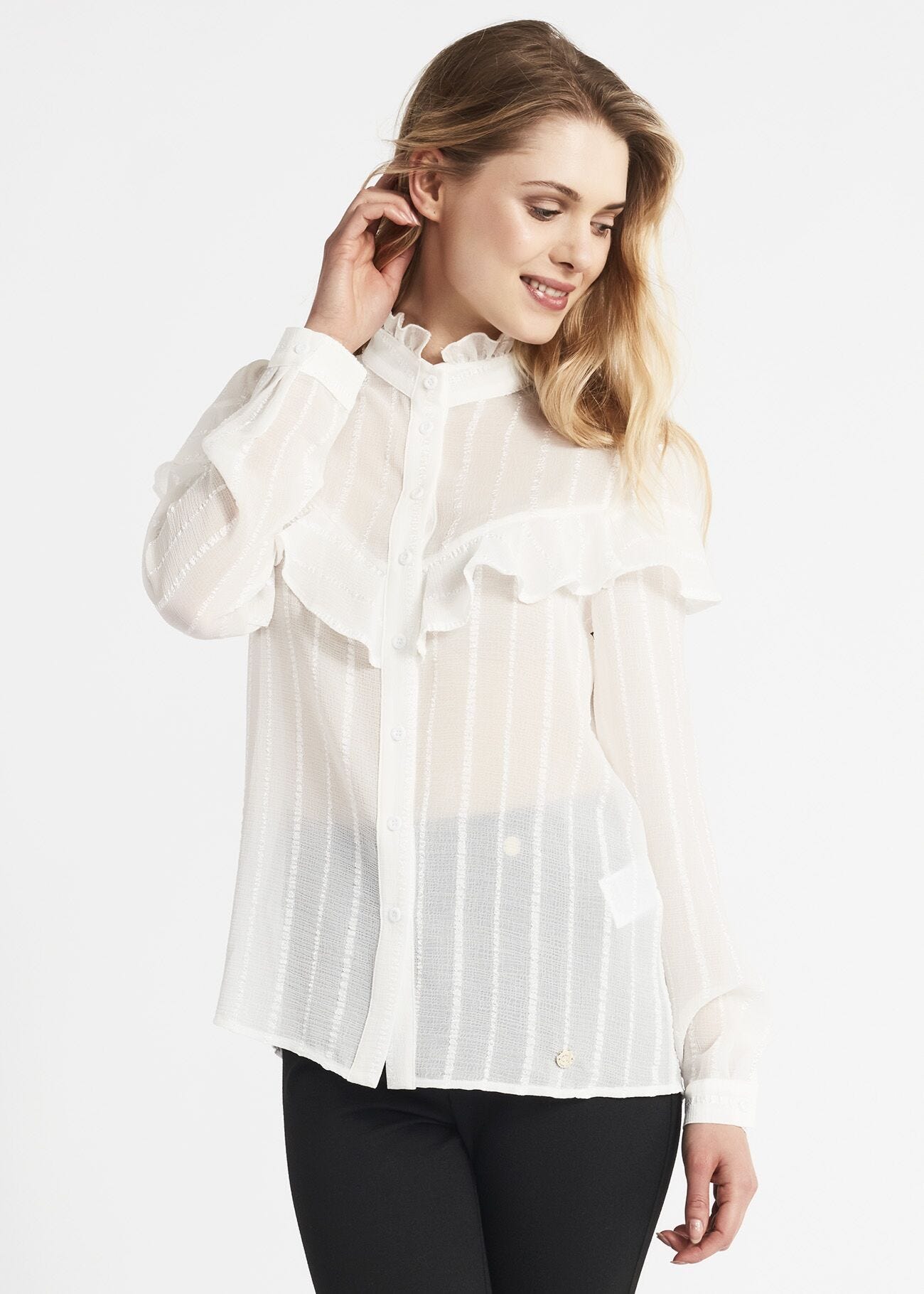 Camicia in chiffon con rouches