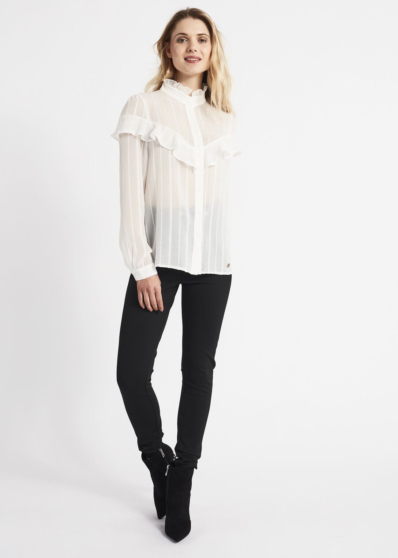Camicia in chiffon con rouches