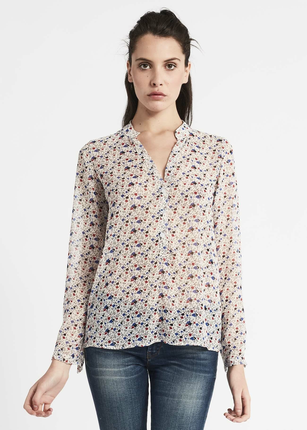 Blouse in lurex print georgette