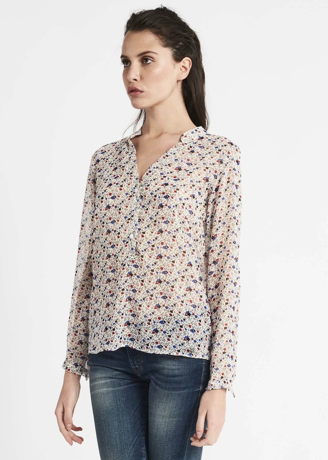 Blouse in lurex print georgette