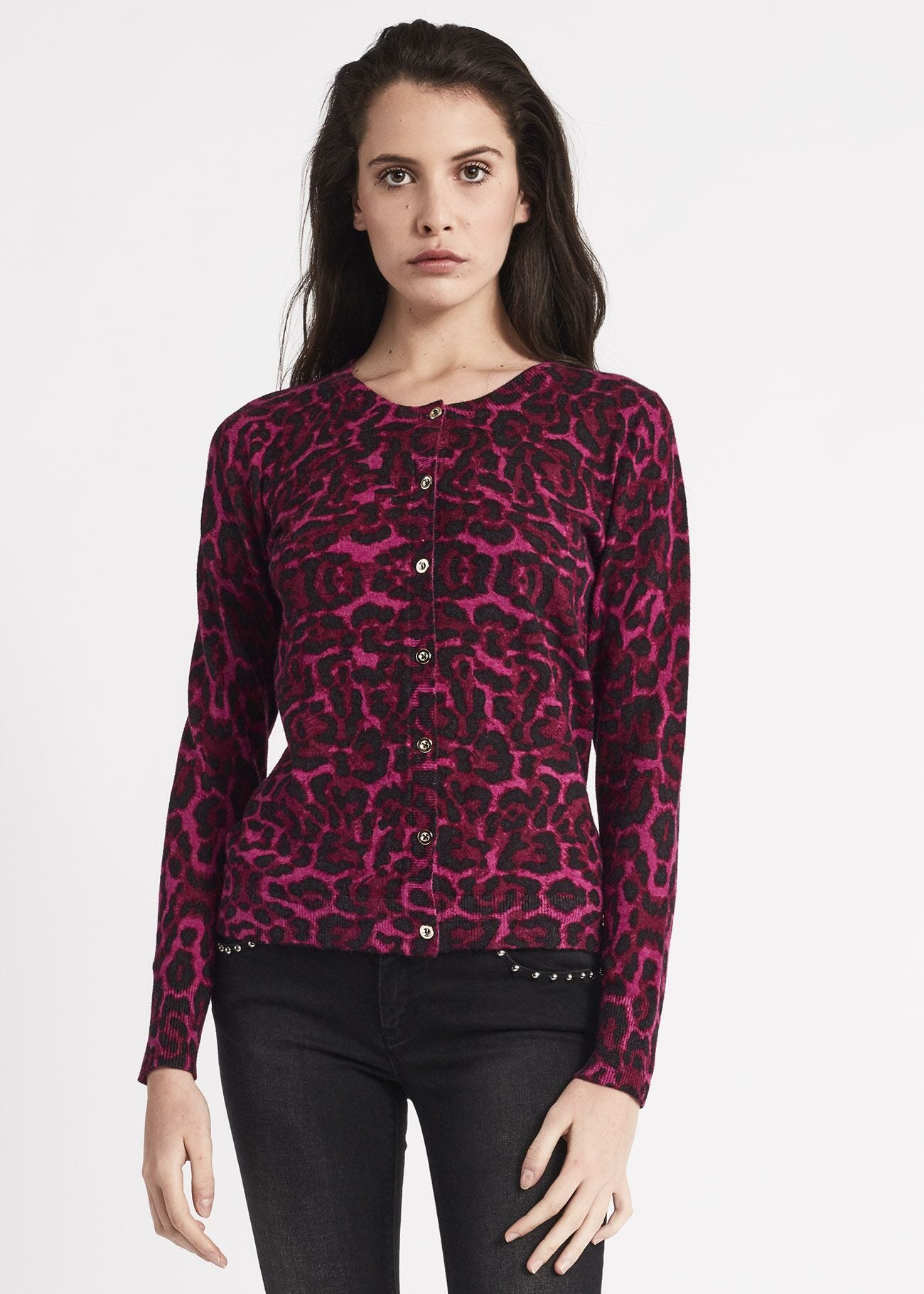 Cardigan in viscosa animalier