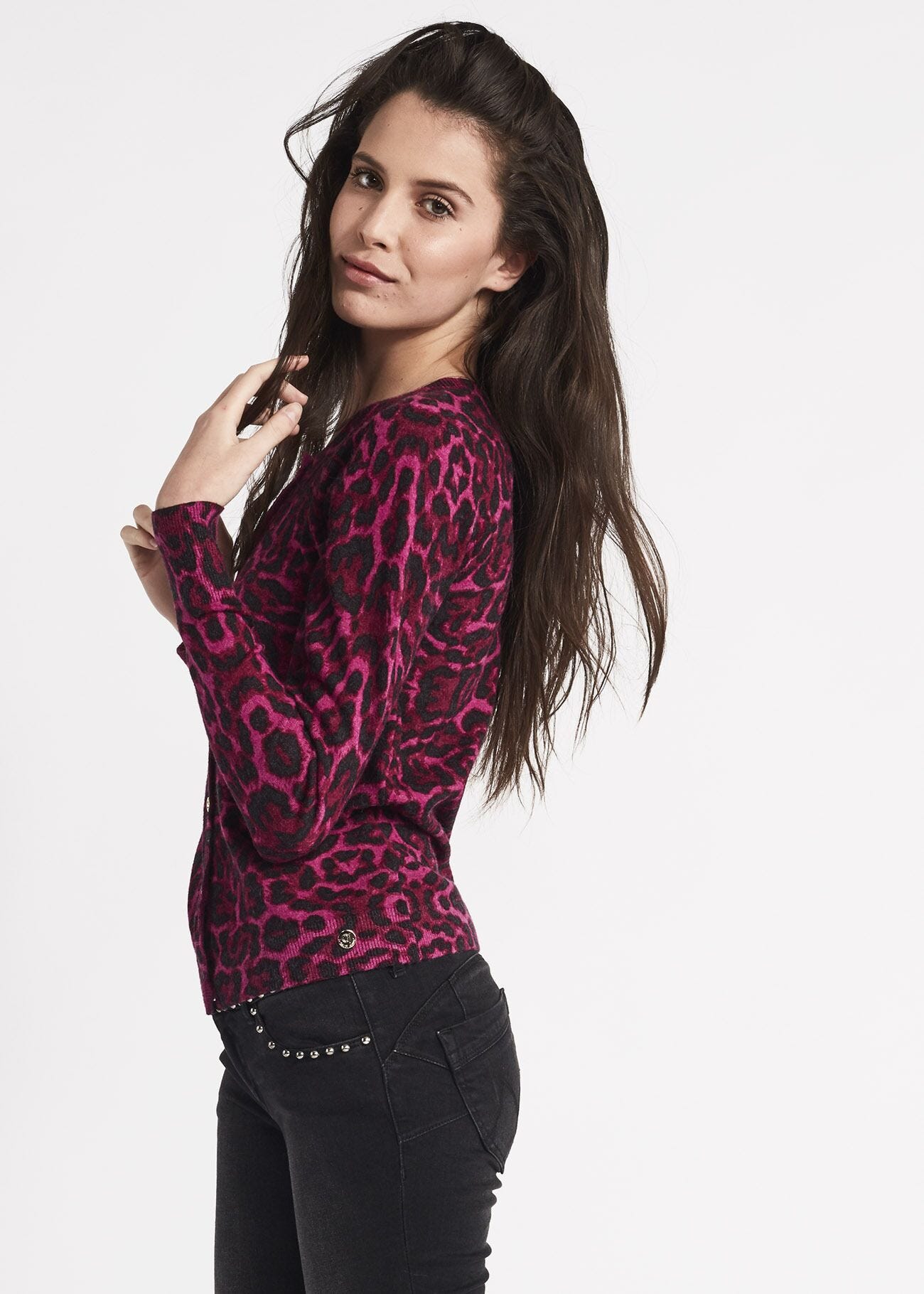 Cardigan in viscosa animalier
