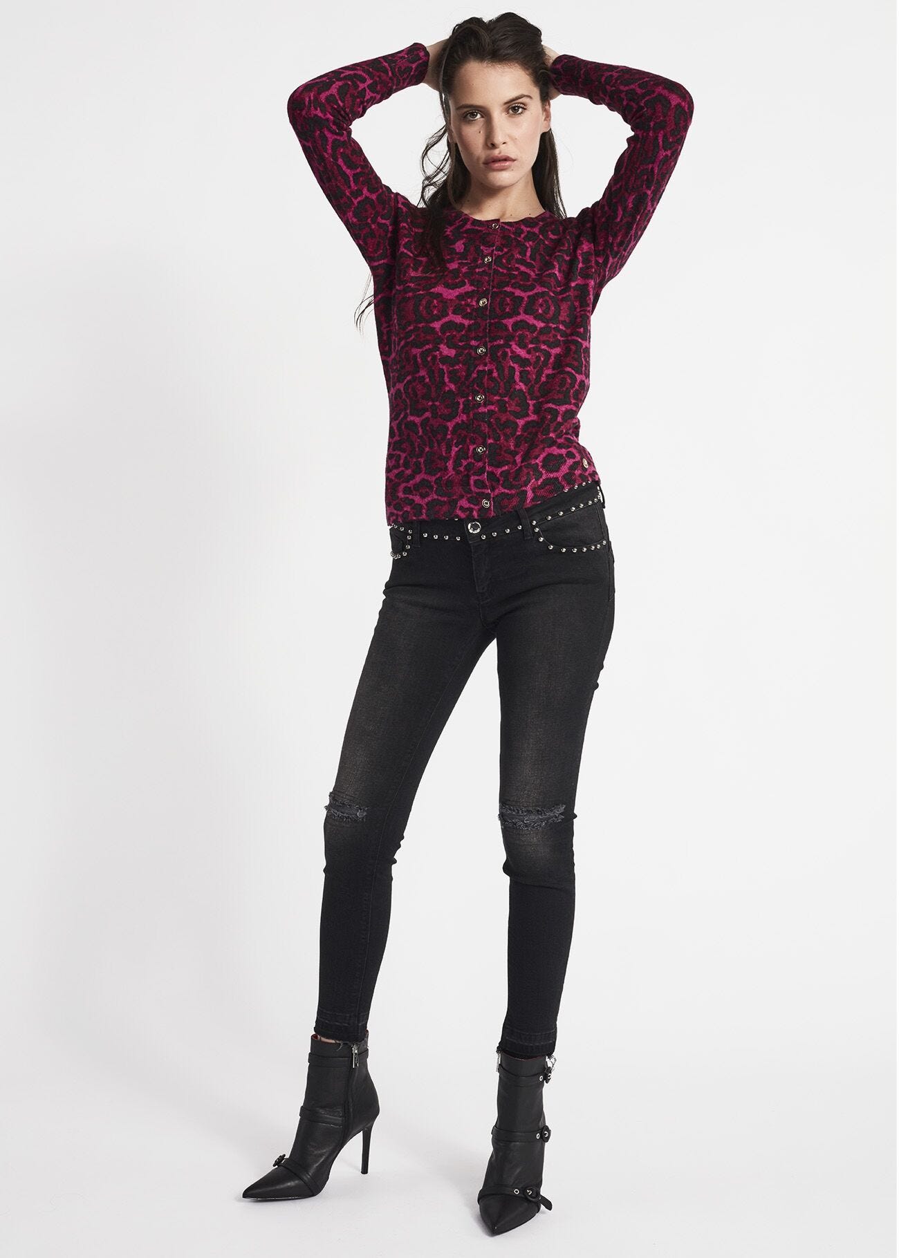 Cardigan in viscosa animalier
