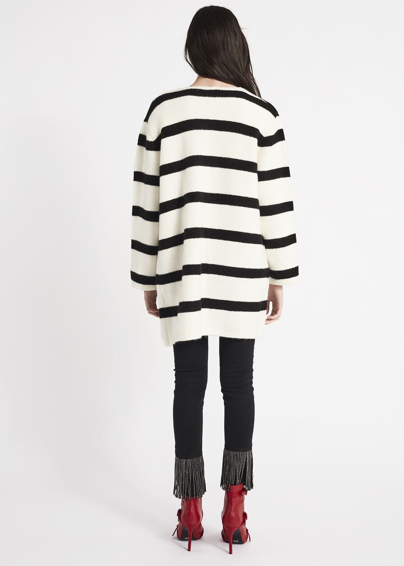 Cappotto in maglia a righe jacquard