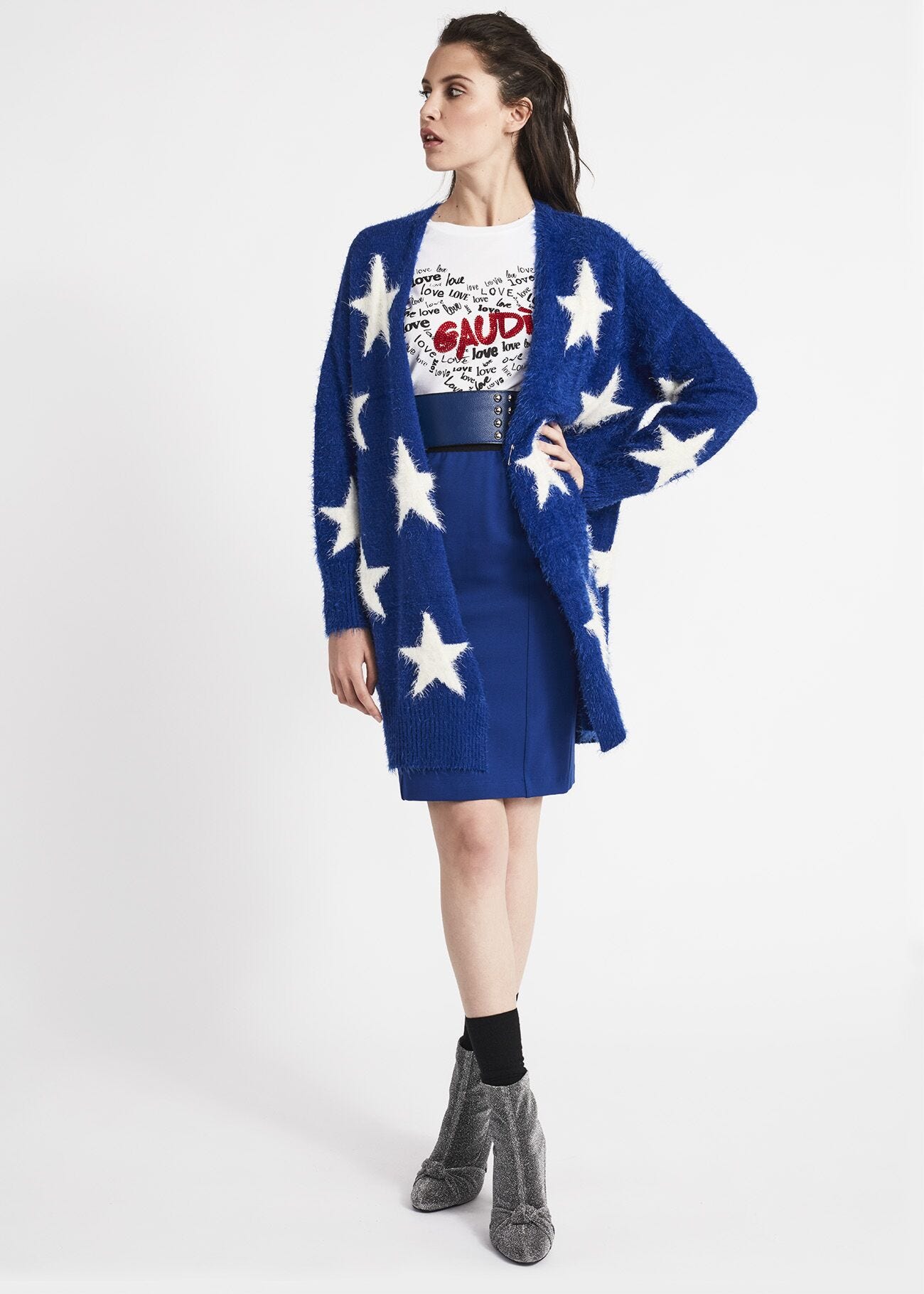Maxi cardigan effetto pelliccia