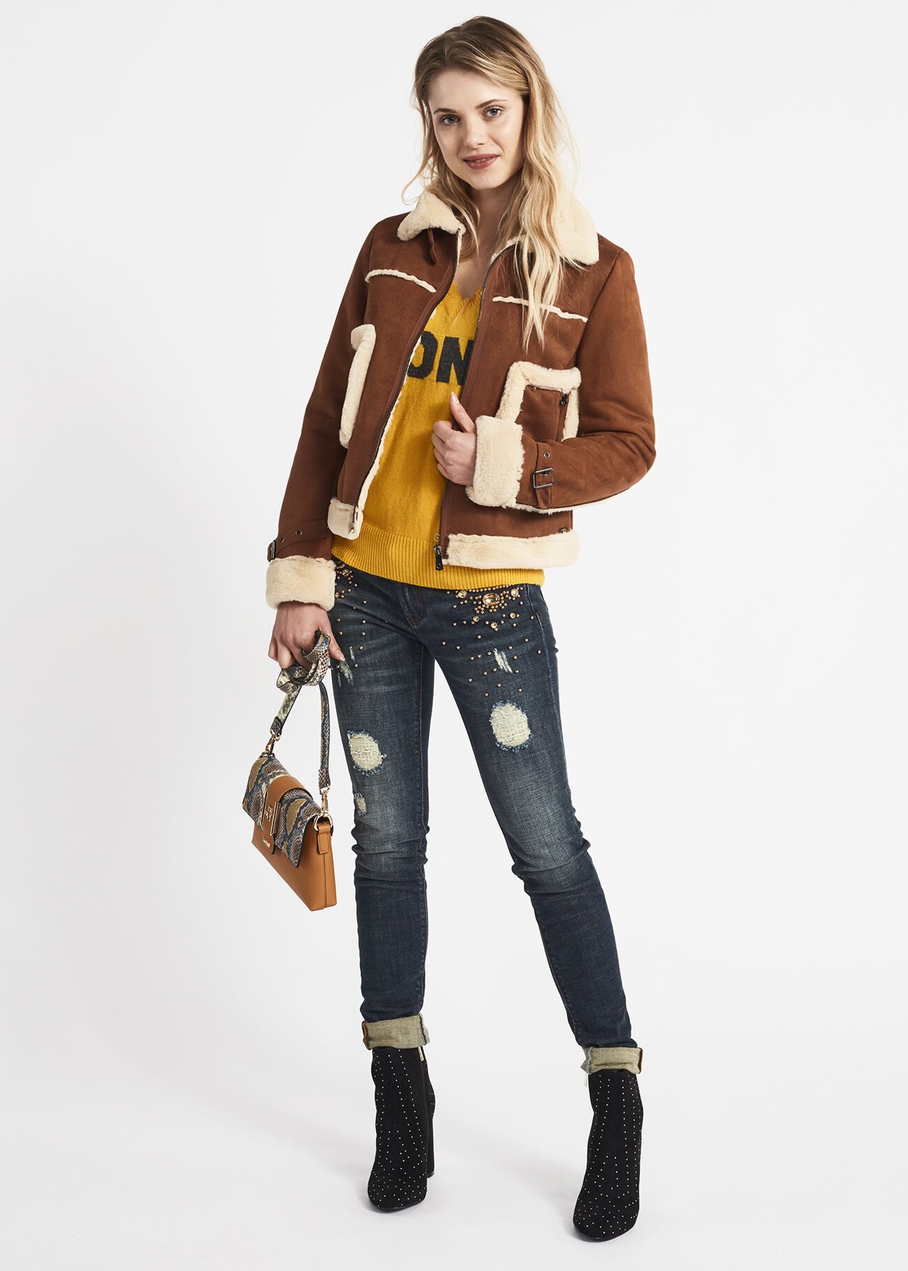 Maglia in misto lana con intarsio