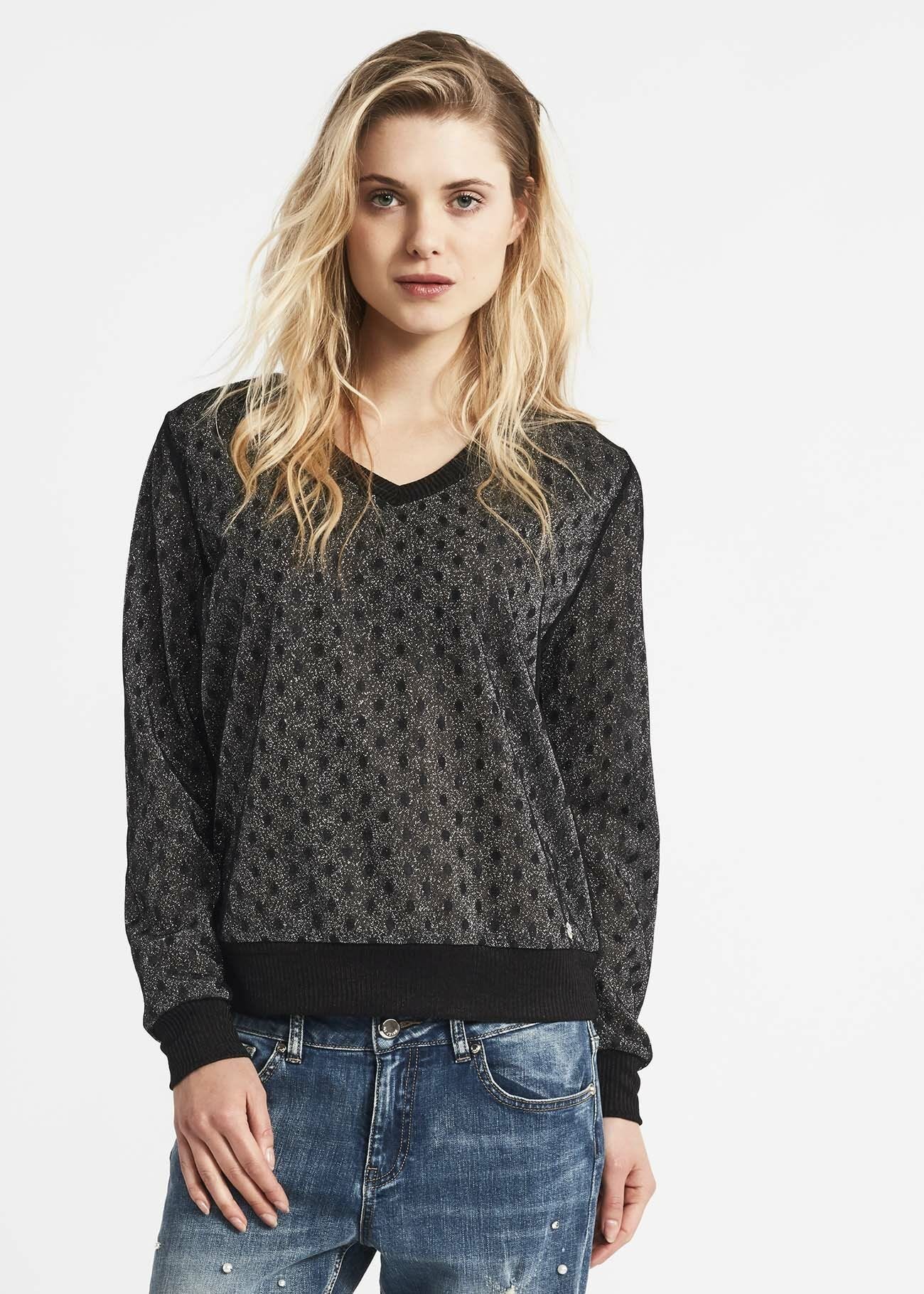Tulle and lurex jersey jumper