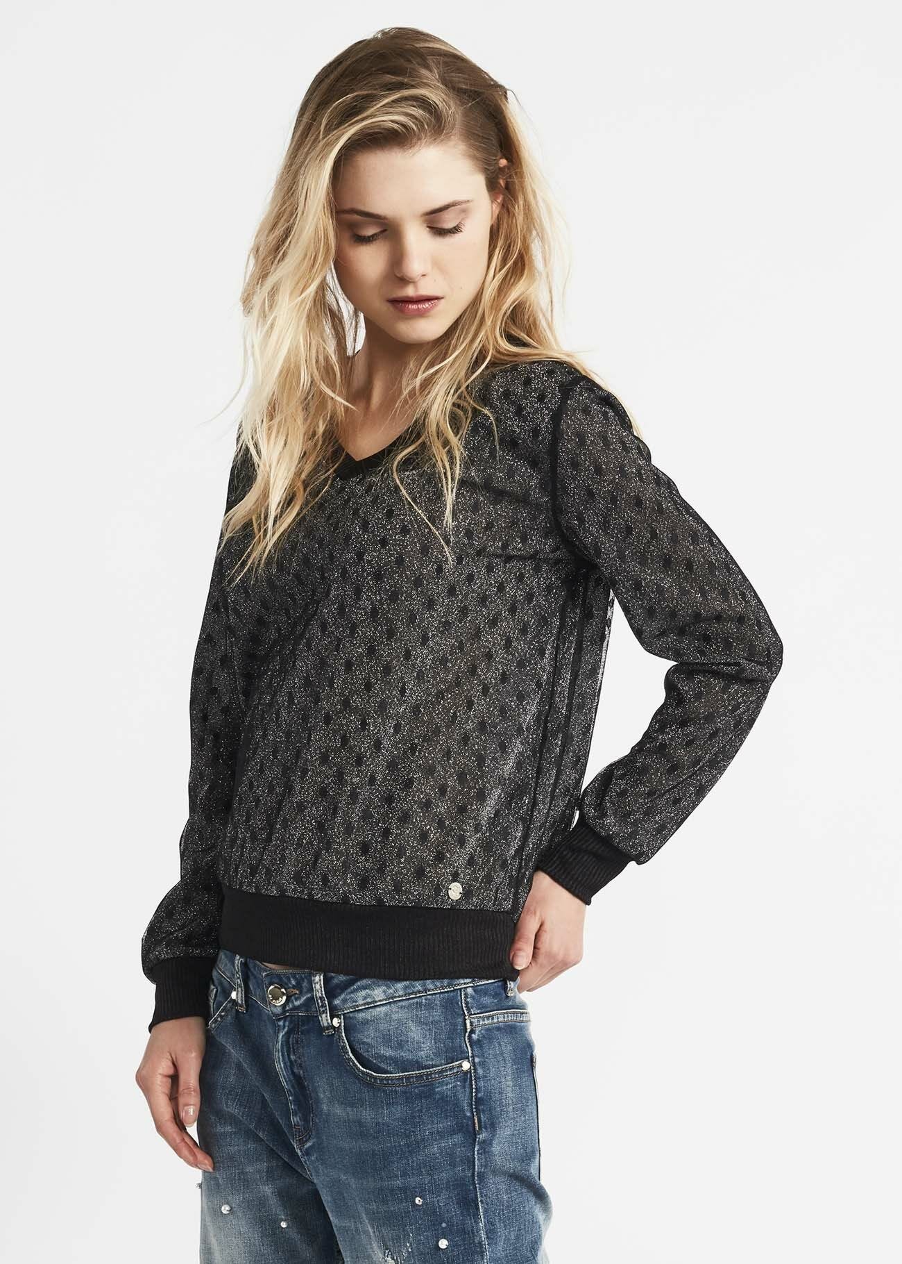 Tulle and lurex jersey jumper