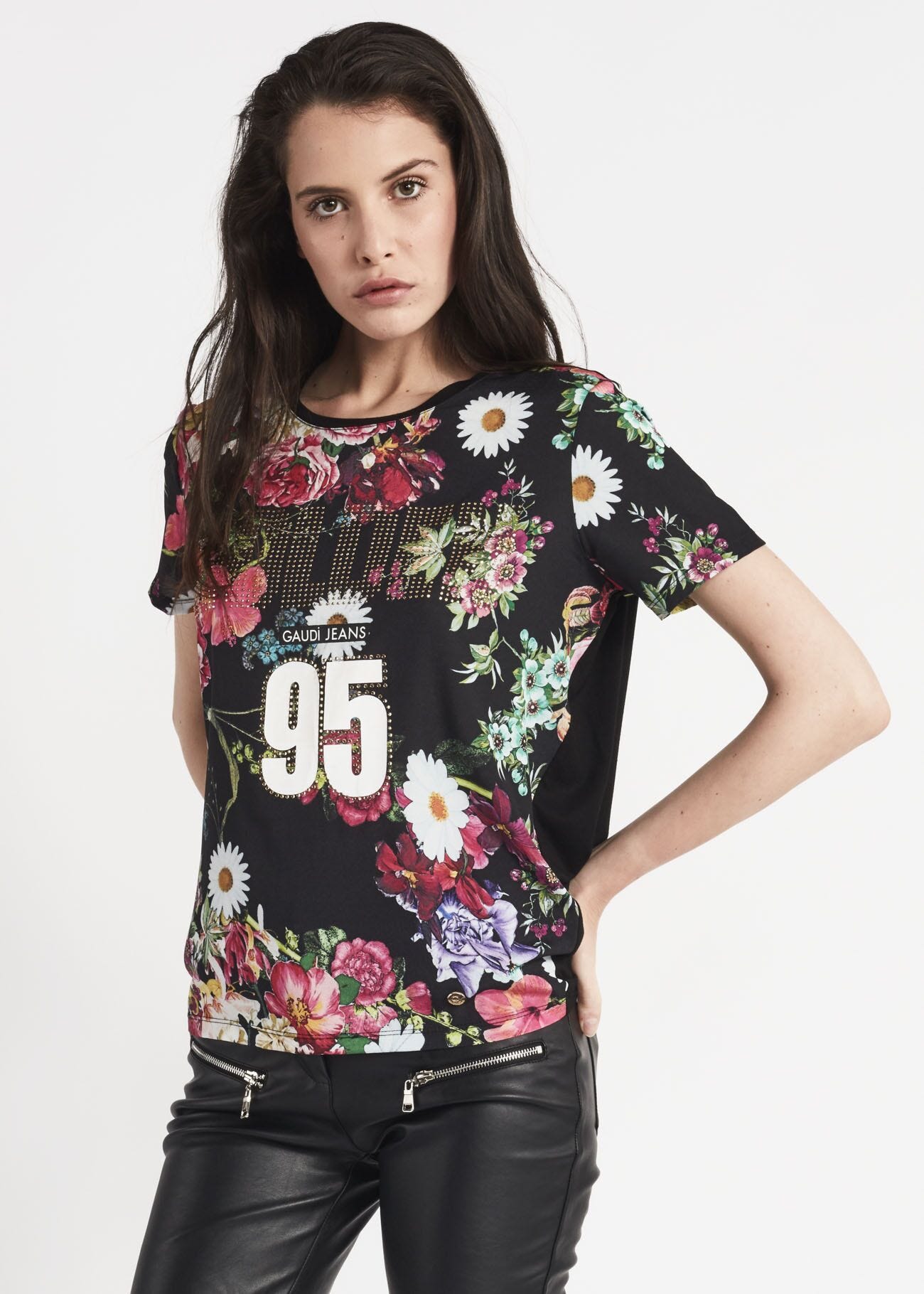 T-shirt in georgette con stampa