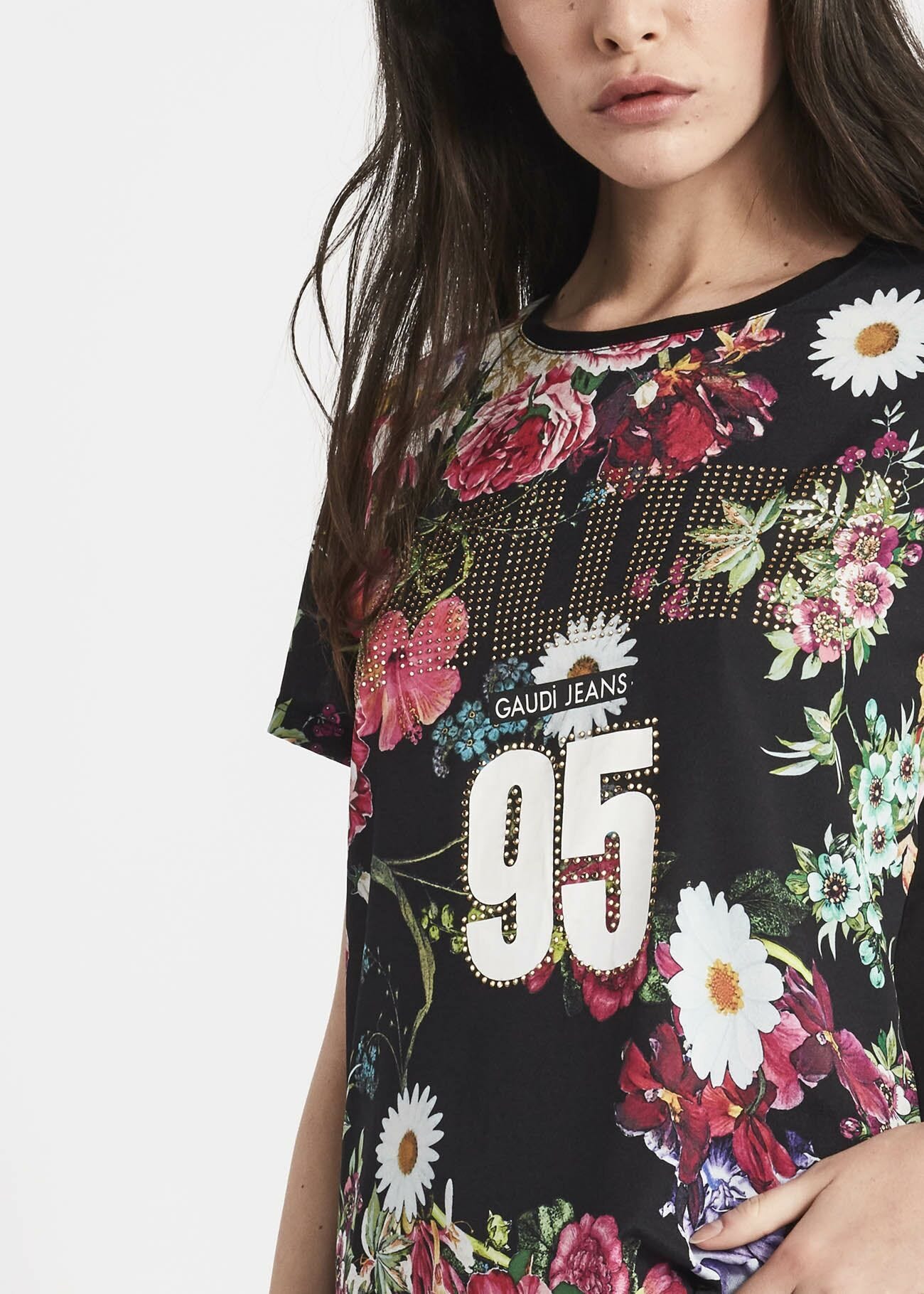 T-shirt in georgette con stampa