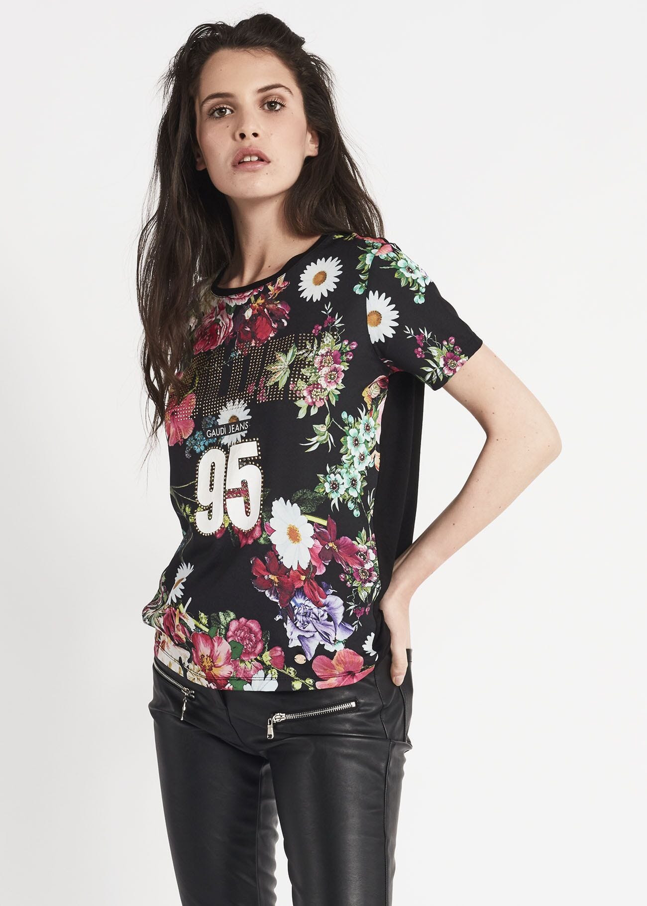 T-shirt in georgette con stampa