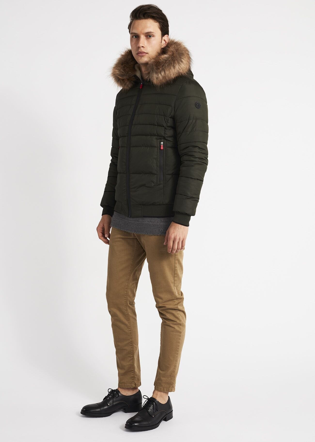 Jacket with fur effect inner