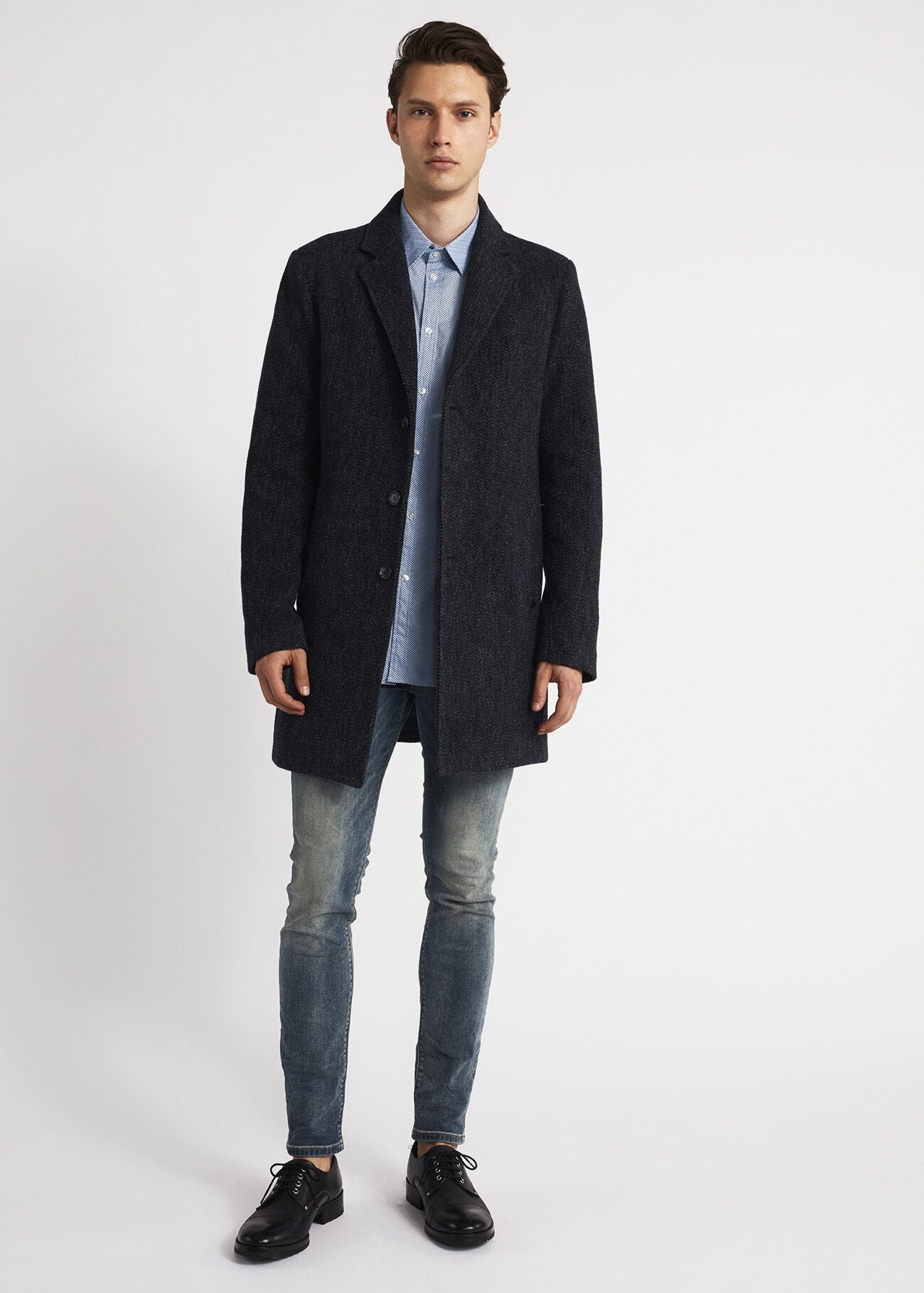 Cappotto in lana chevron