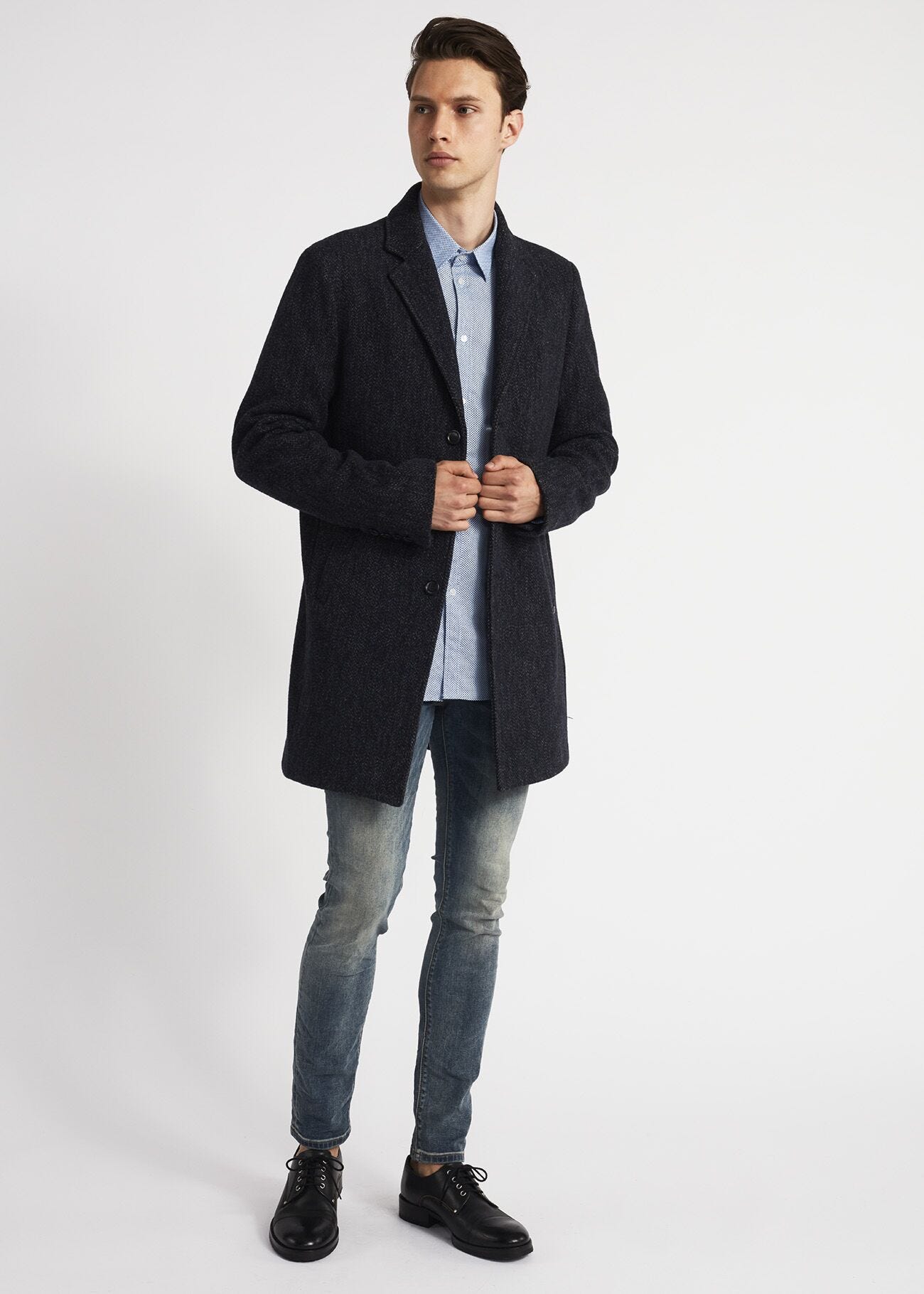 Cappotto in lana chevron