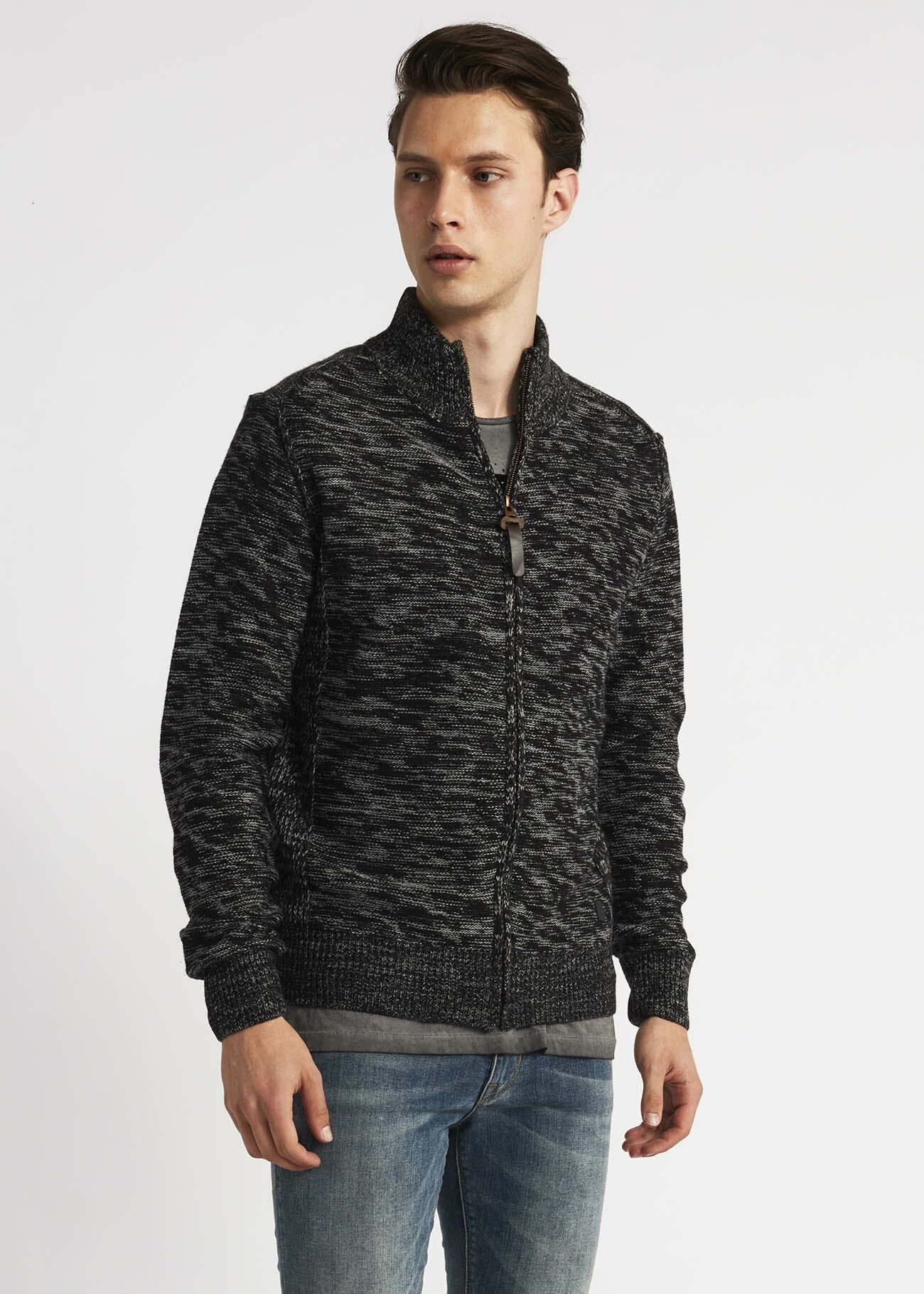 Cardigan con toppe motivo check