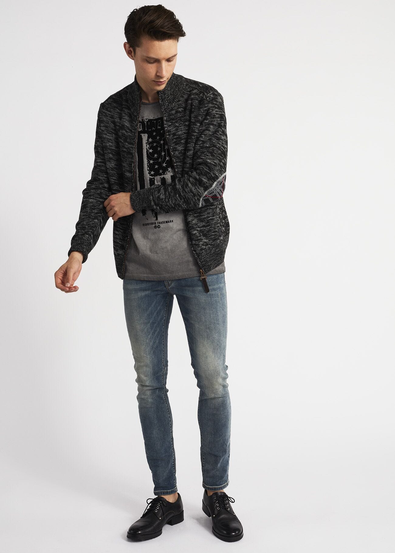 Cardigan con toppe motivo check