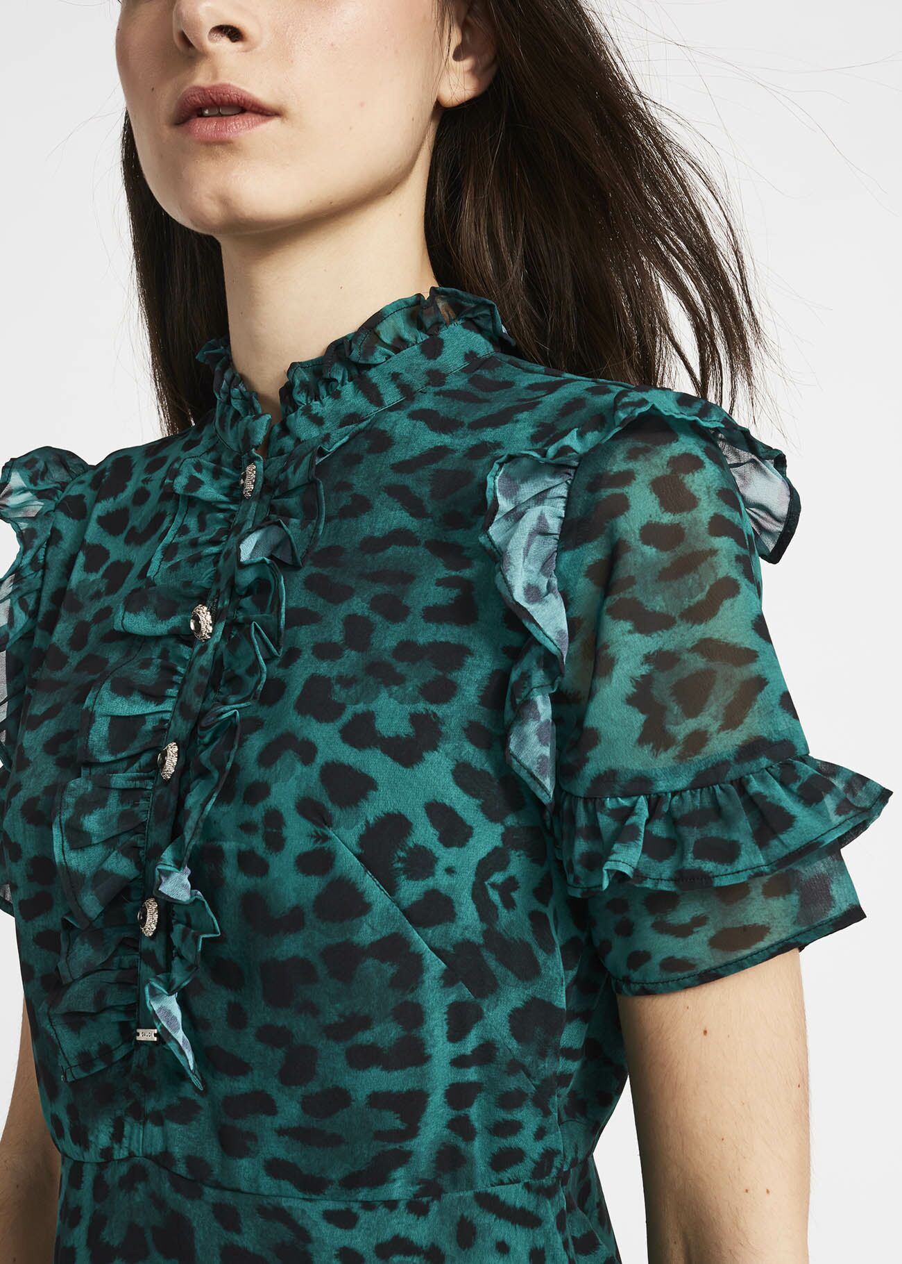 Mini dress in animal print georgette