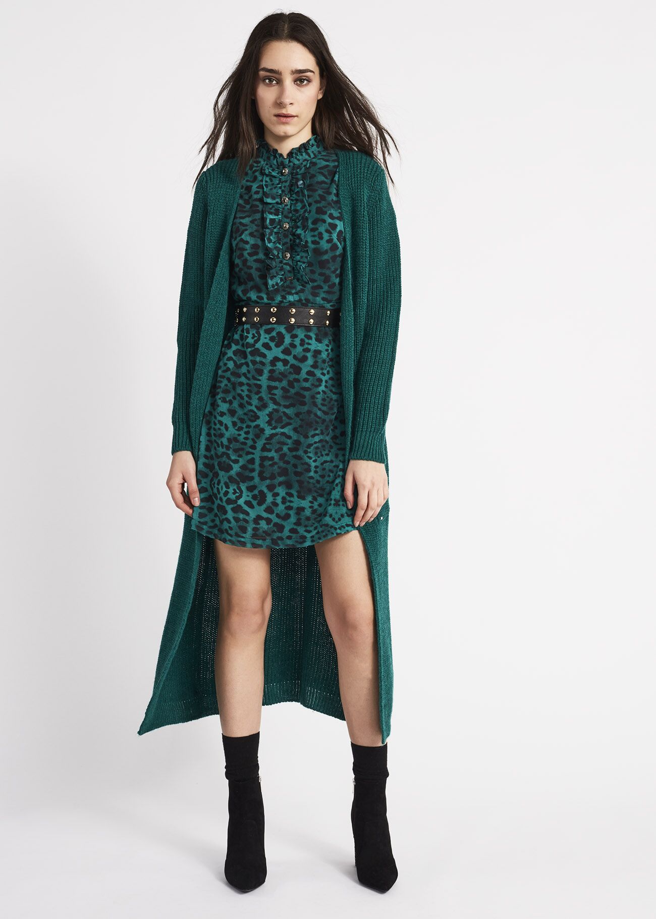 Mini dress in animal print georgette