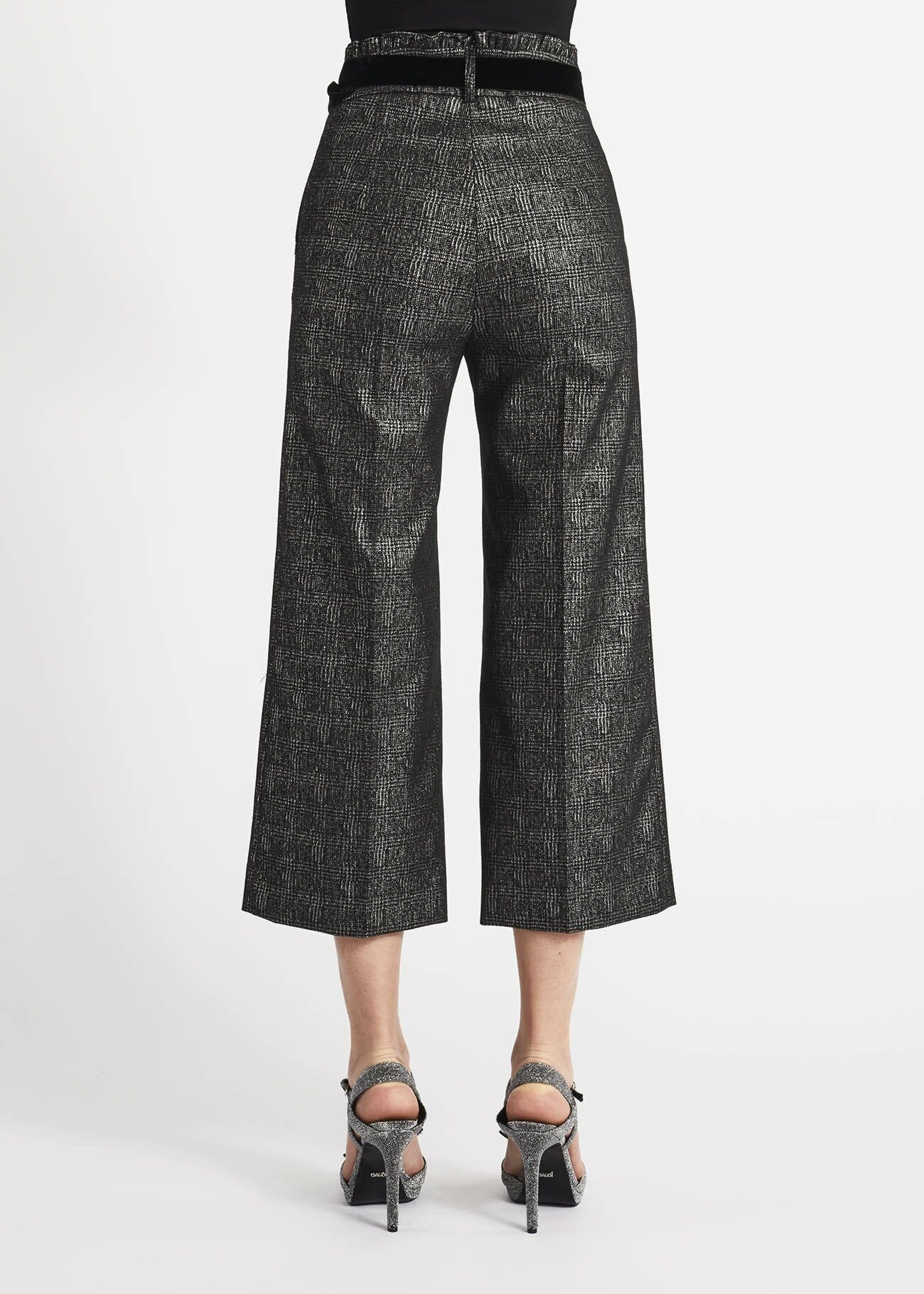 Pantaloni cropped in jacquard