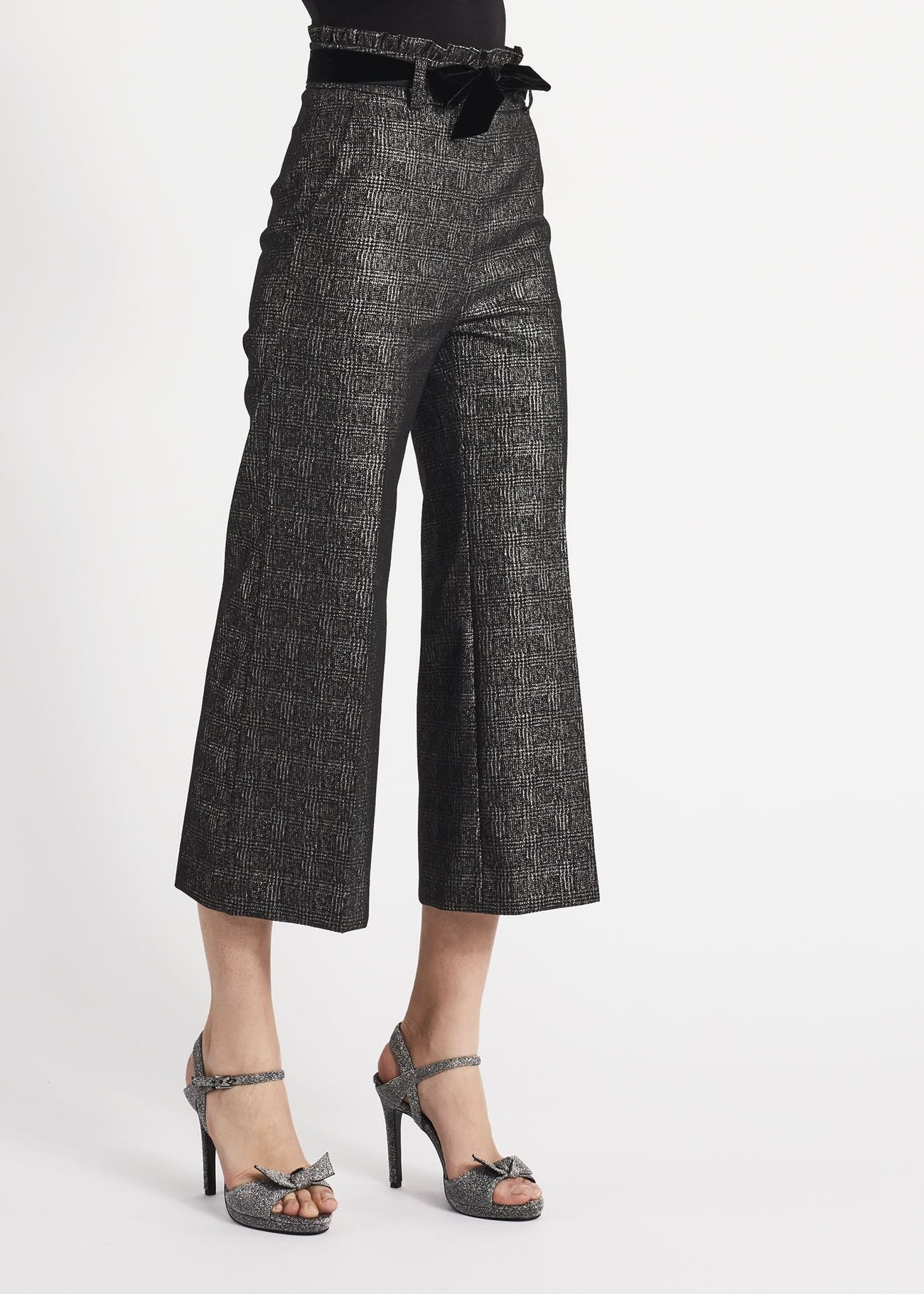 Pantaloni cropped in jacquard