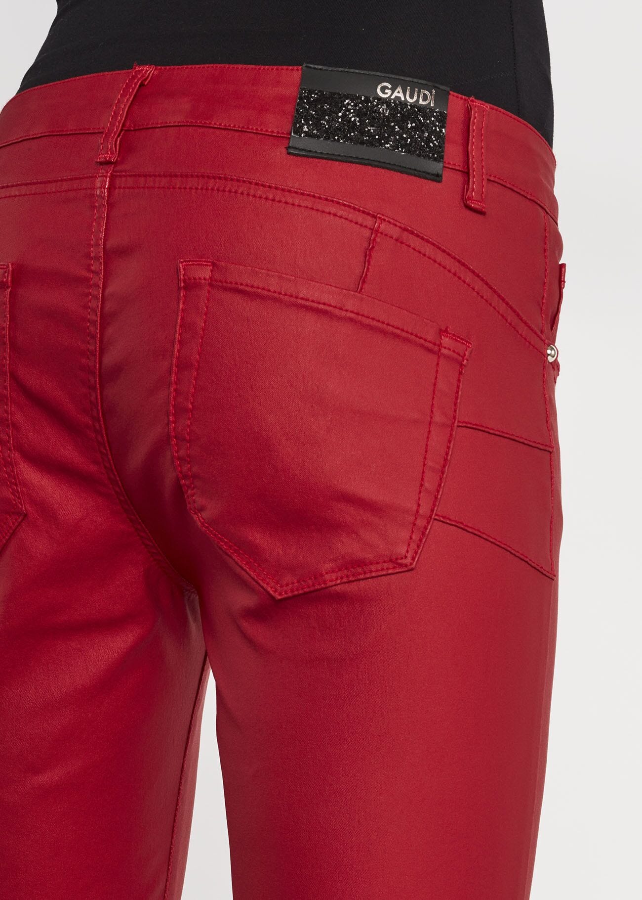 Skinny fit trousers in leather effect cotton