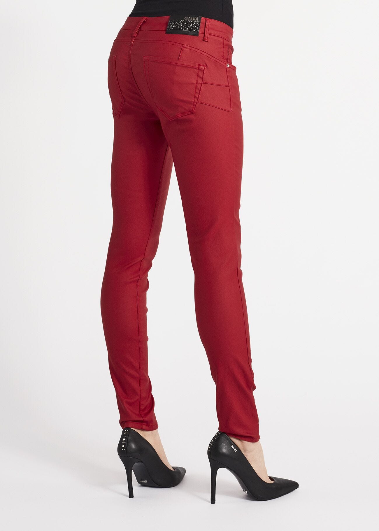 Skinny fit trousers in leather effect cotton
