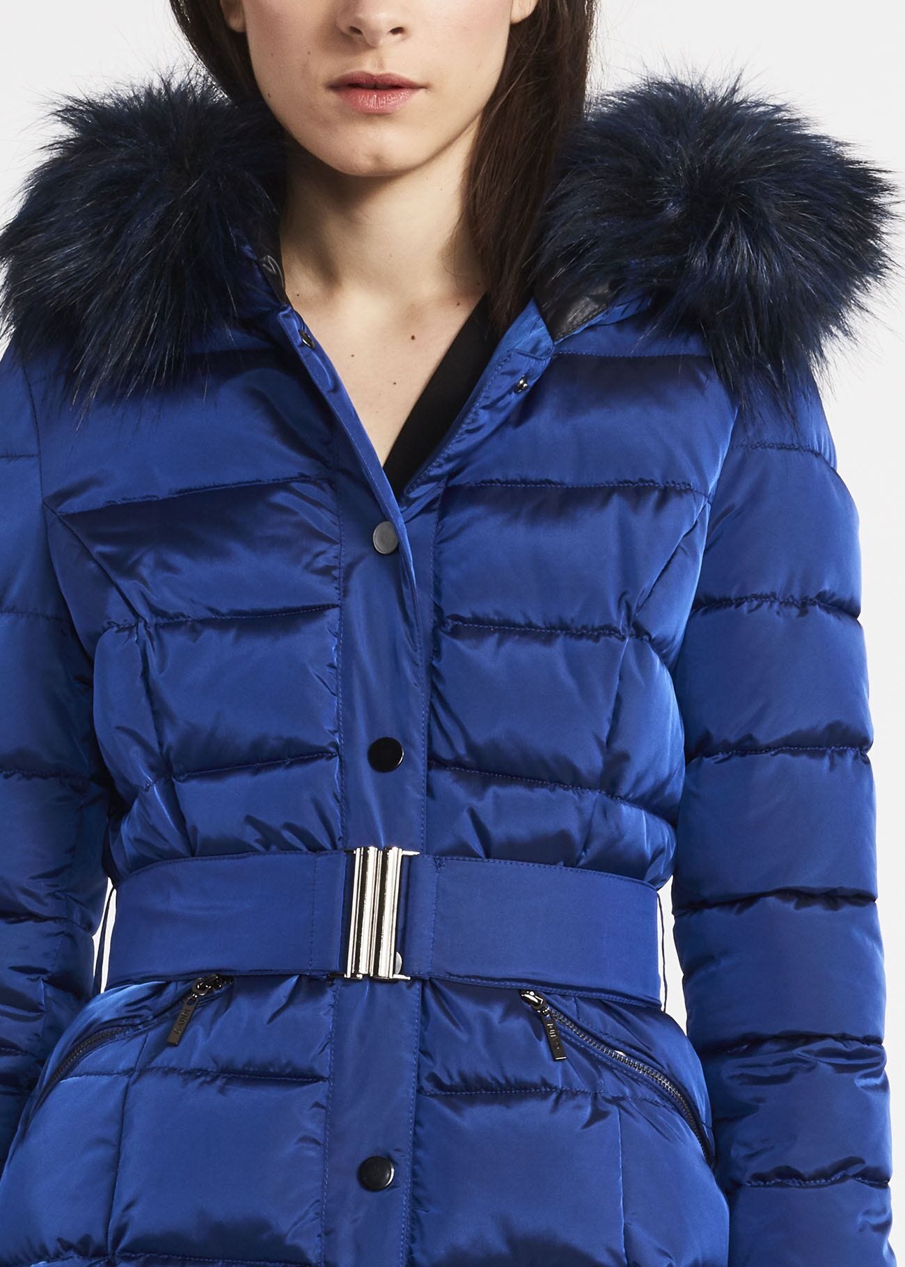 Midi down jacket with hood