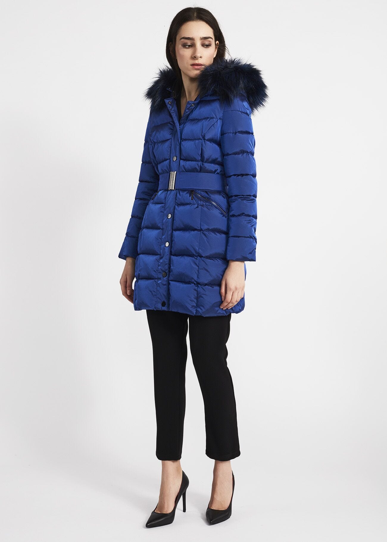 Midi down jacket with hood