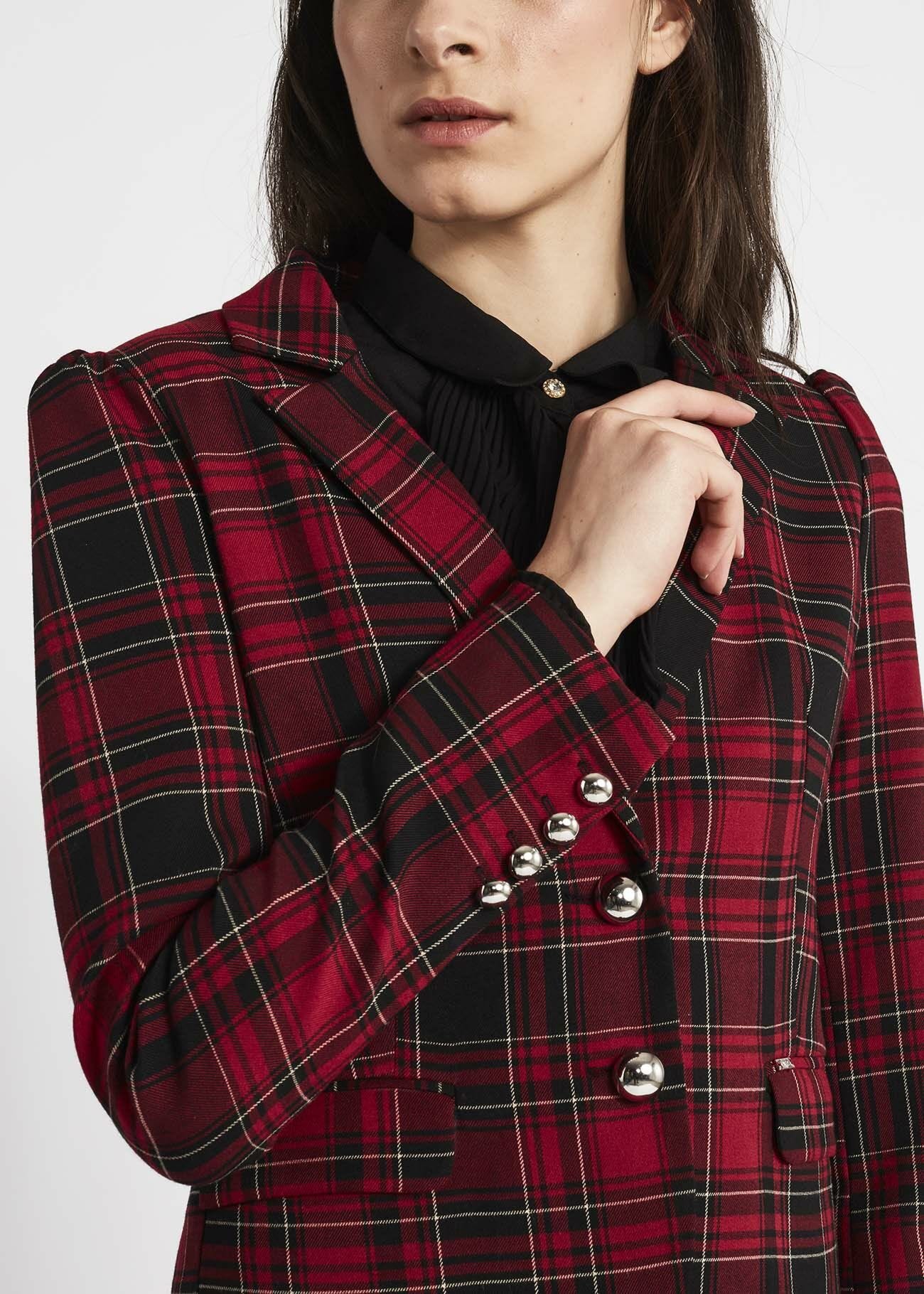 Single-breasted check pattern jacket