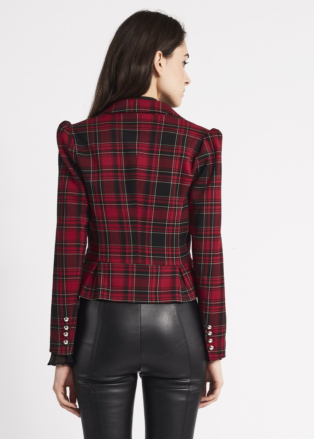 Single-breasted check pattern jacket