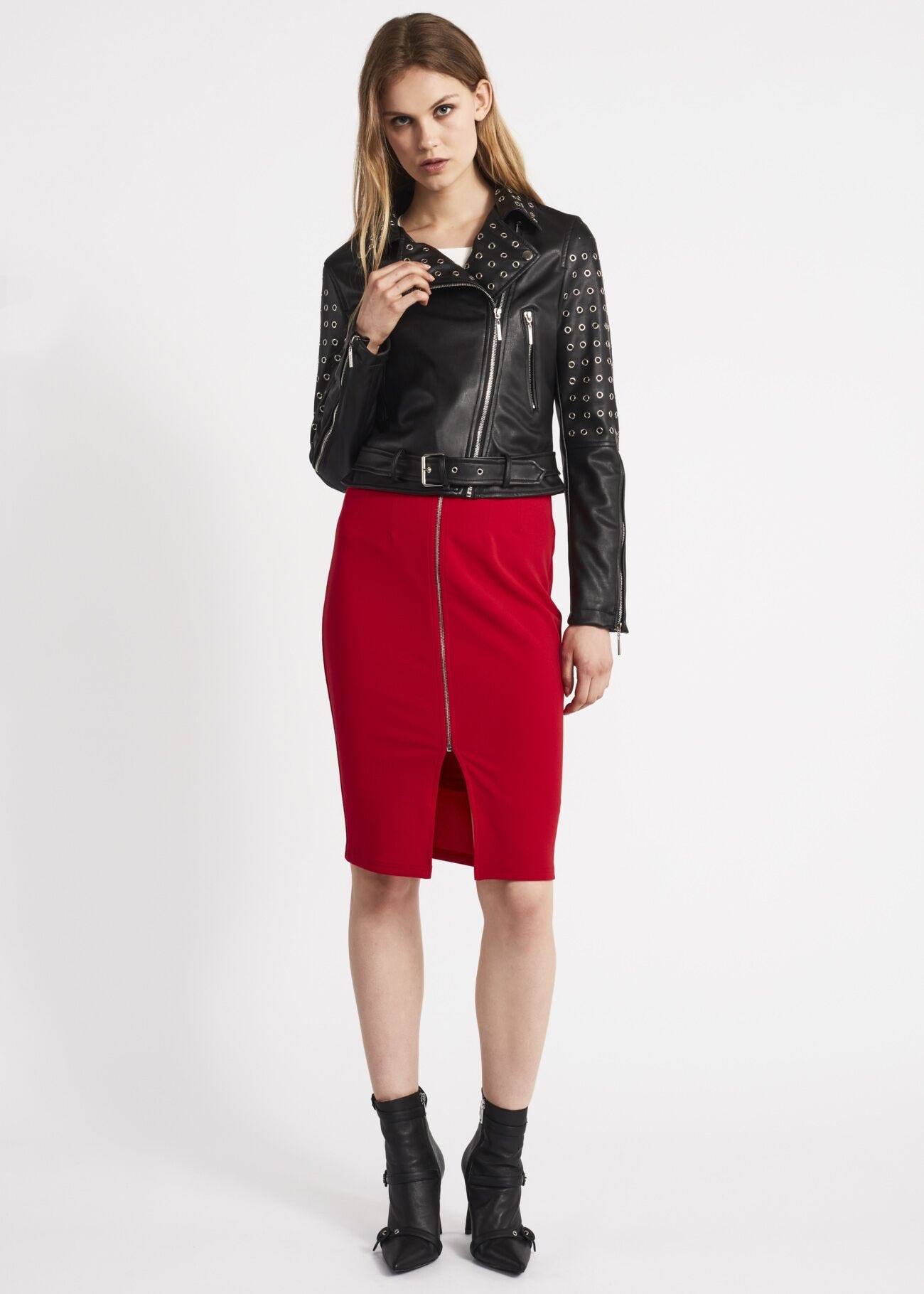 Biker jacket with metal eyelets