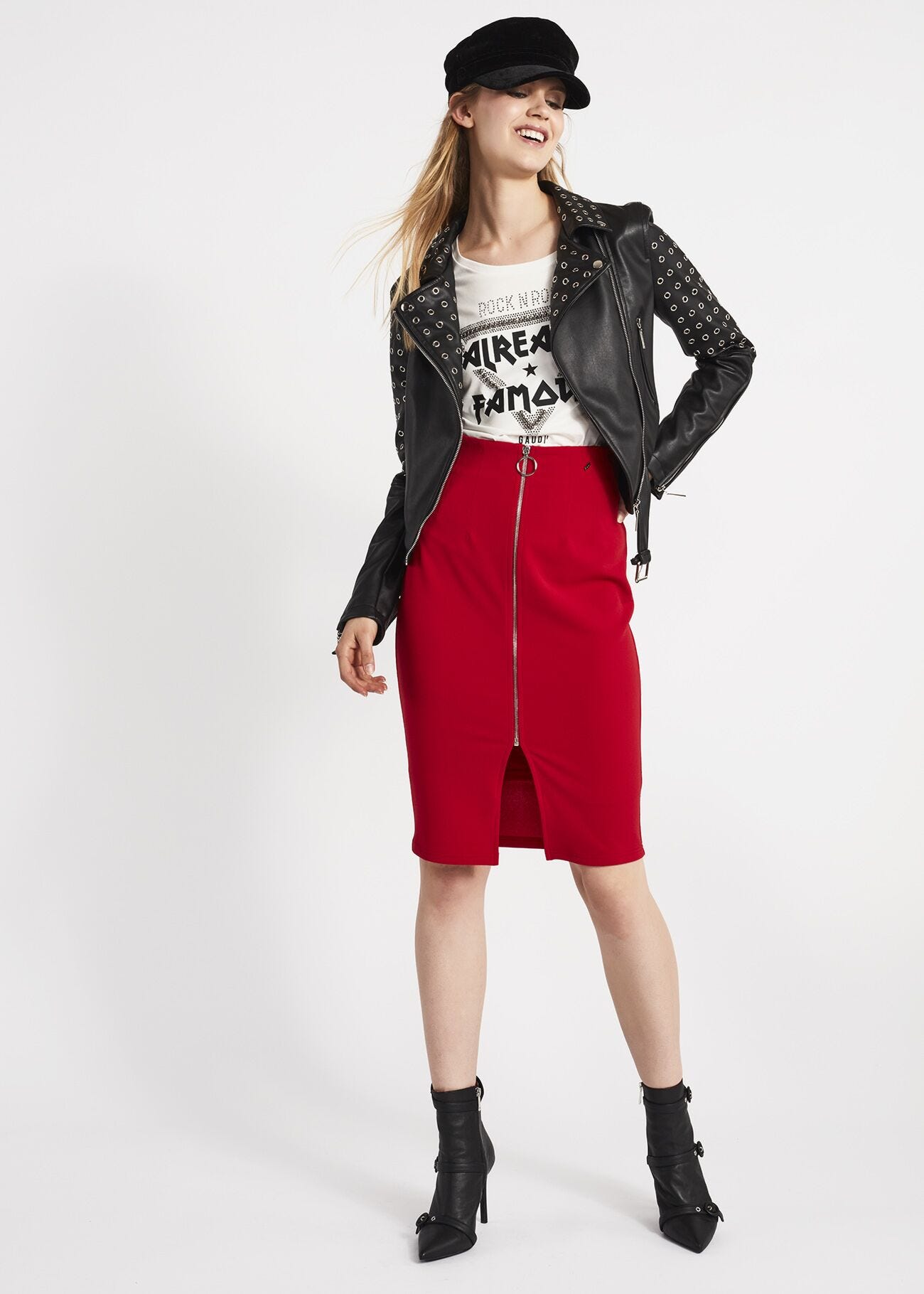 Biker jacket with metal eyelets