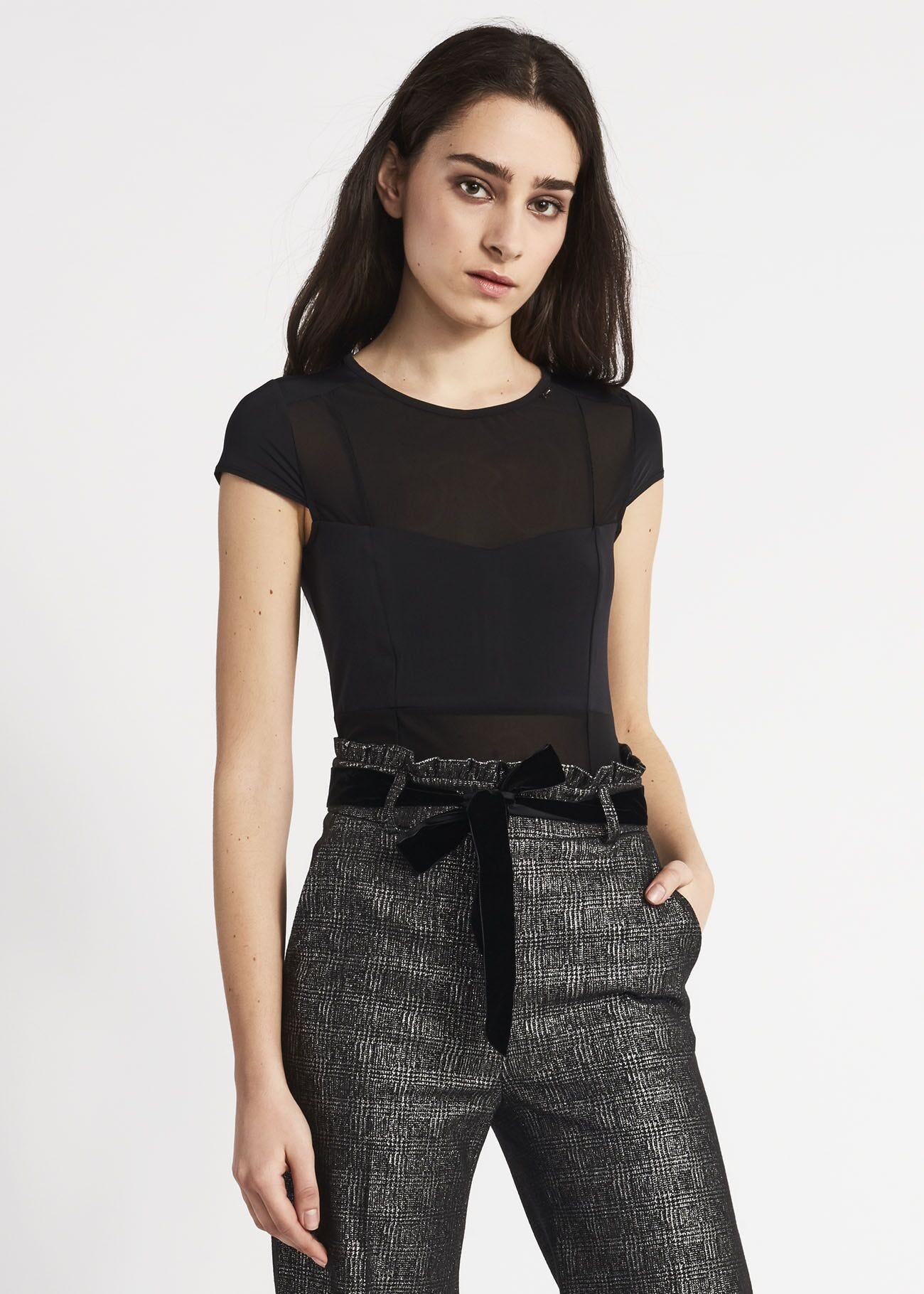 Bodysuit with transparent inserts