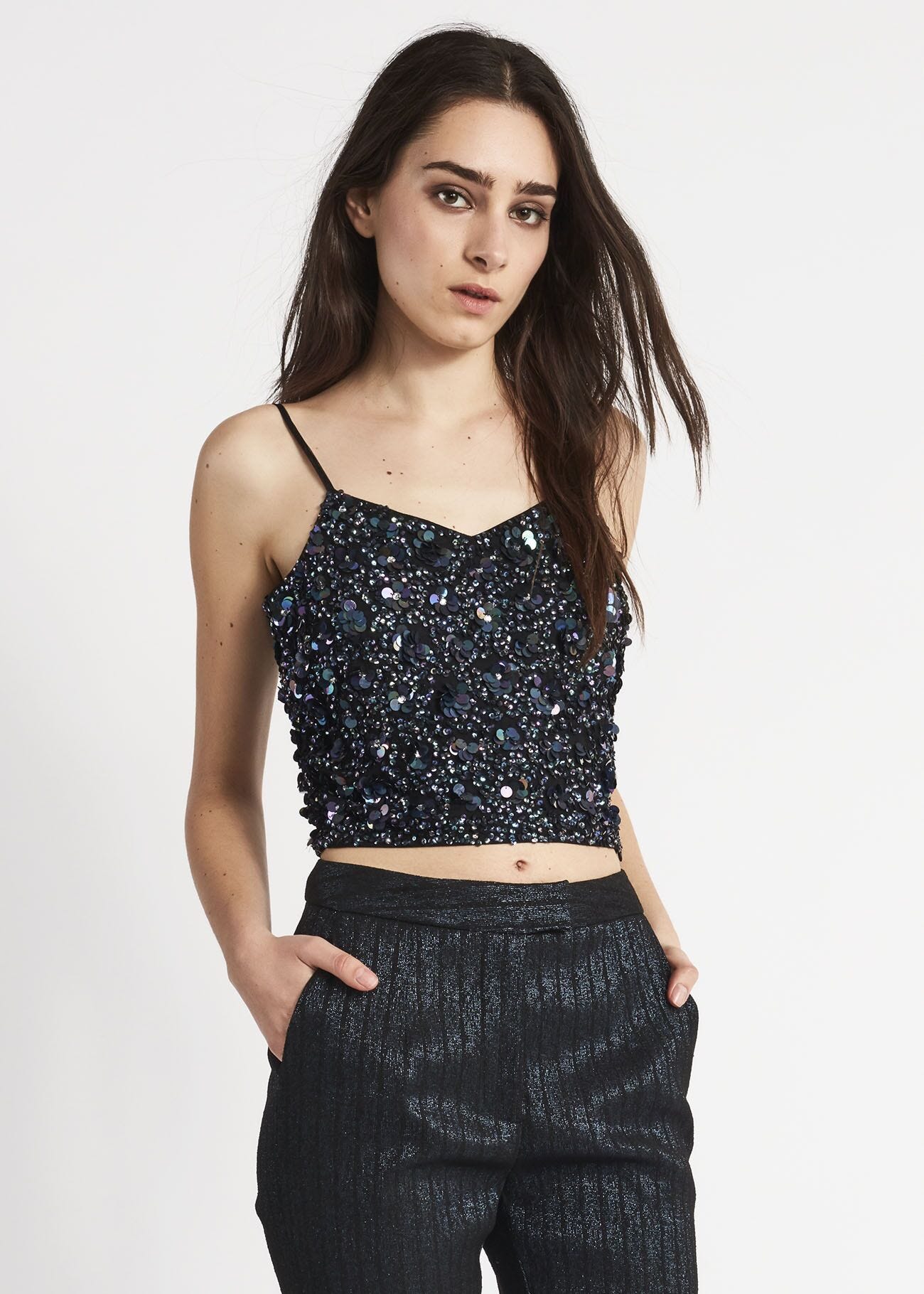 Cropped top with sequins